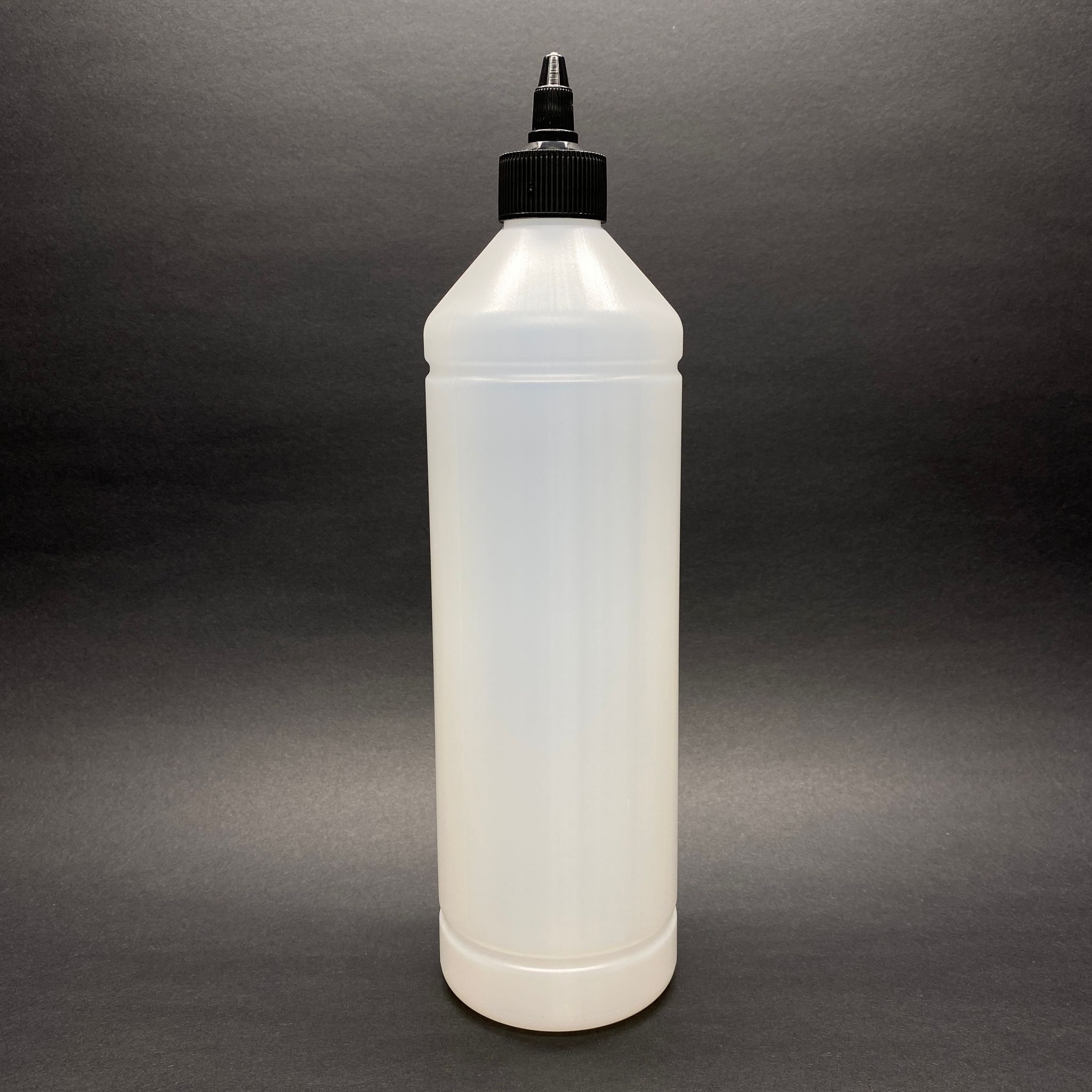 1000 Cc Sivri Twist Asansör Kapaklı Polietilen Uzun Tiner Şişesi - 1 Litre Akıtıcı Siyah Kapaklı Polietilen Şişe