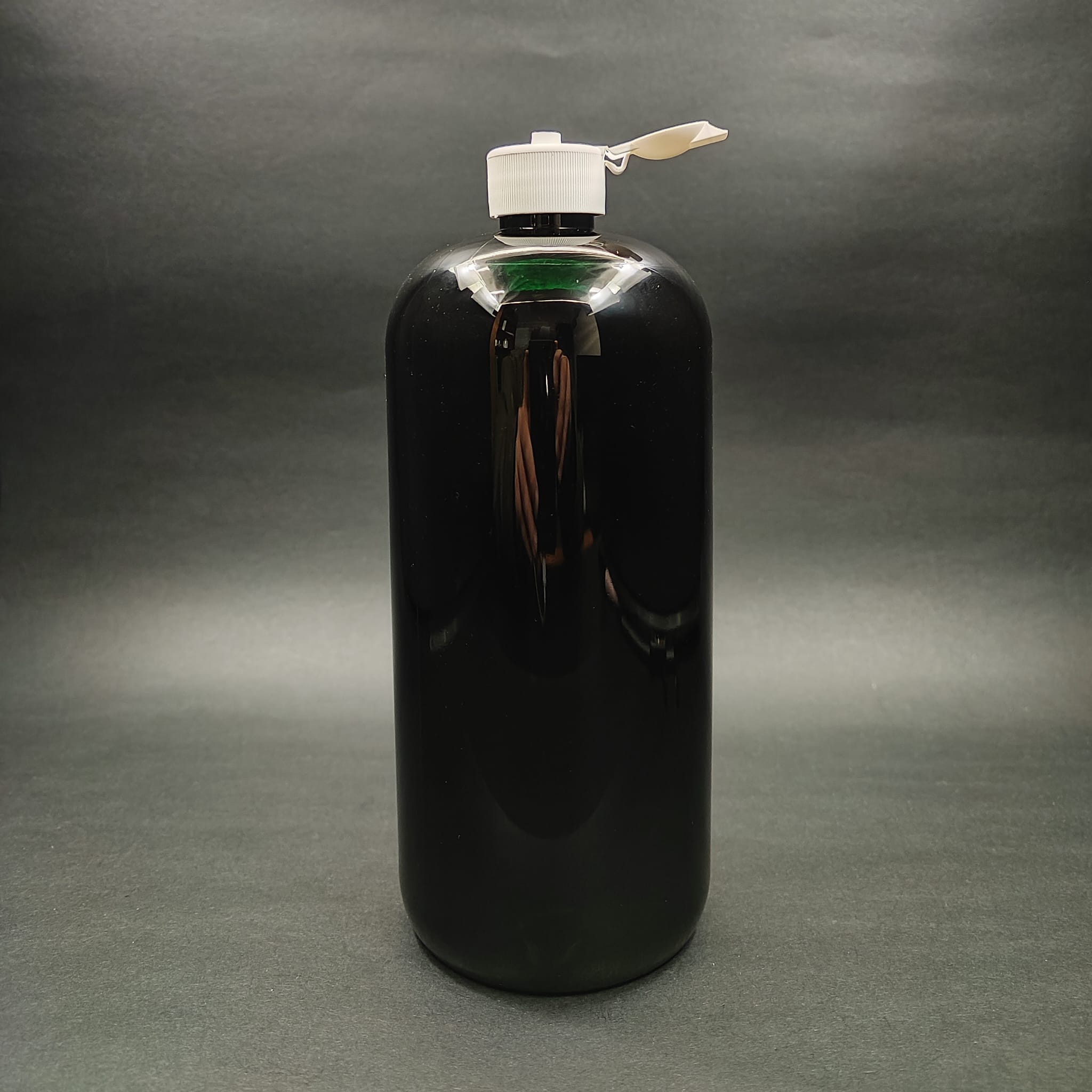 1000 Cc Siyah Plastik Şişe - Beyaz Açılır Kapanır Fliptop Kapaklı - 1000 Ml Siyah Boş Pet Şişe