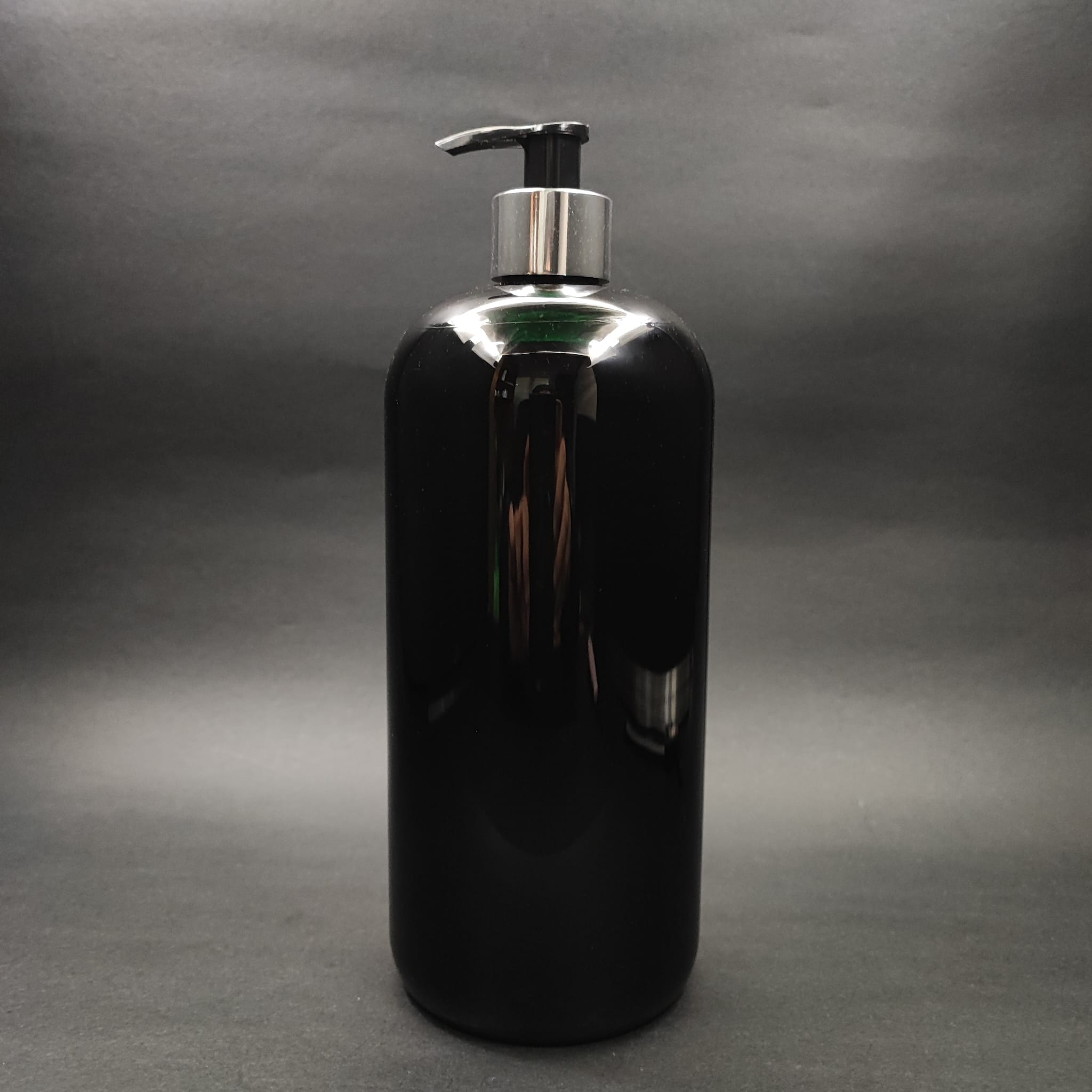 1000 Cc Siyah Plastik Şişe - Gümüş Pompalı - 1000 Ml Siyah Boş Pompalı Pet Şişe