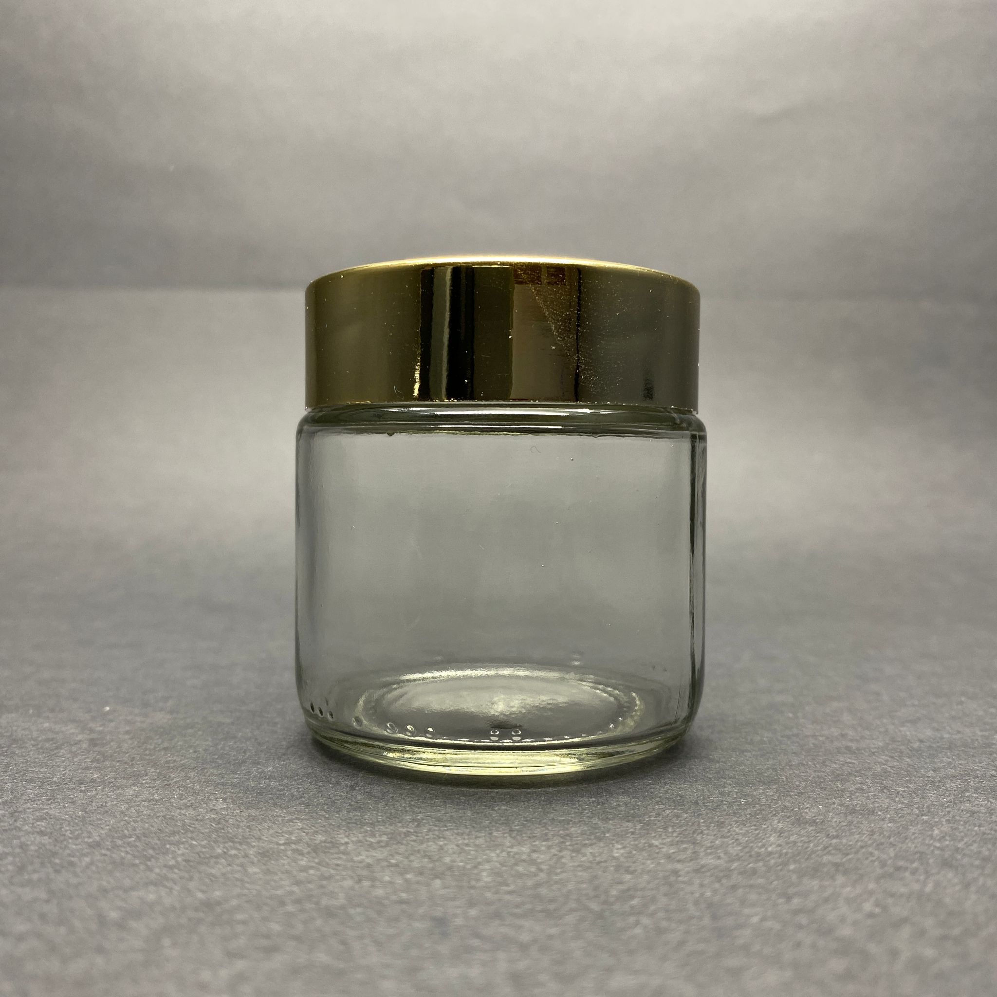 106 Cc Kavanoz - Plastik Gold Kaplamalı Kapaklı - 106 Ml Cam Kavanoz