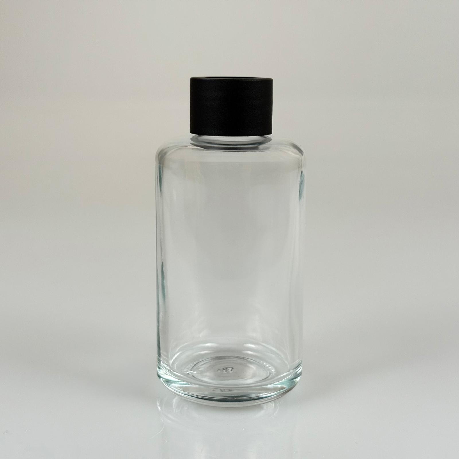 110 Cc Silindir Uzun Model Bambu Cam Bambu Oda Kokusu Şişesi - 110 Ml Bambu Oda Kokusu Şişesi - Difüzör Şişe- Cam Şişe + Siyah Kapak + Tıpa