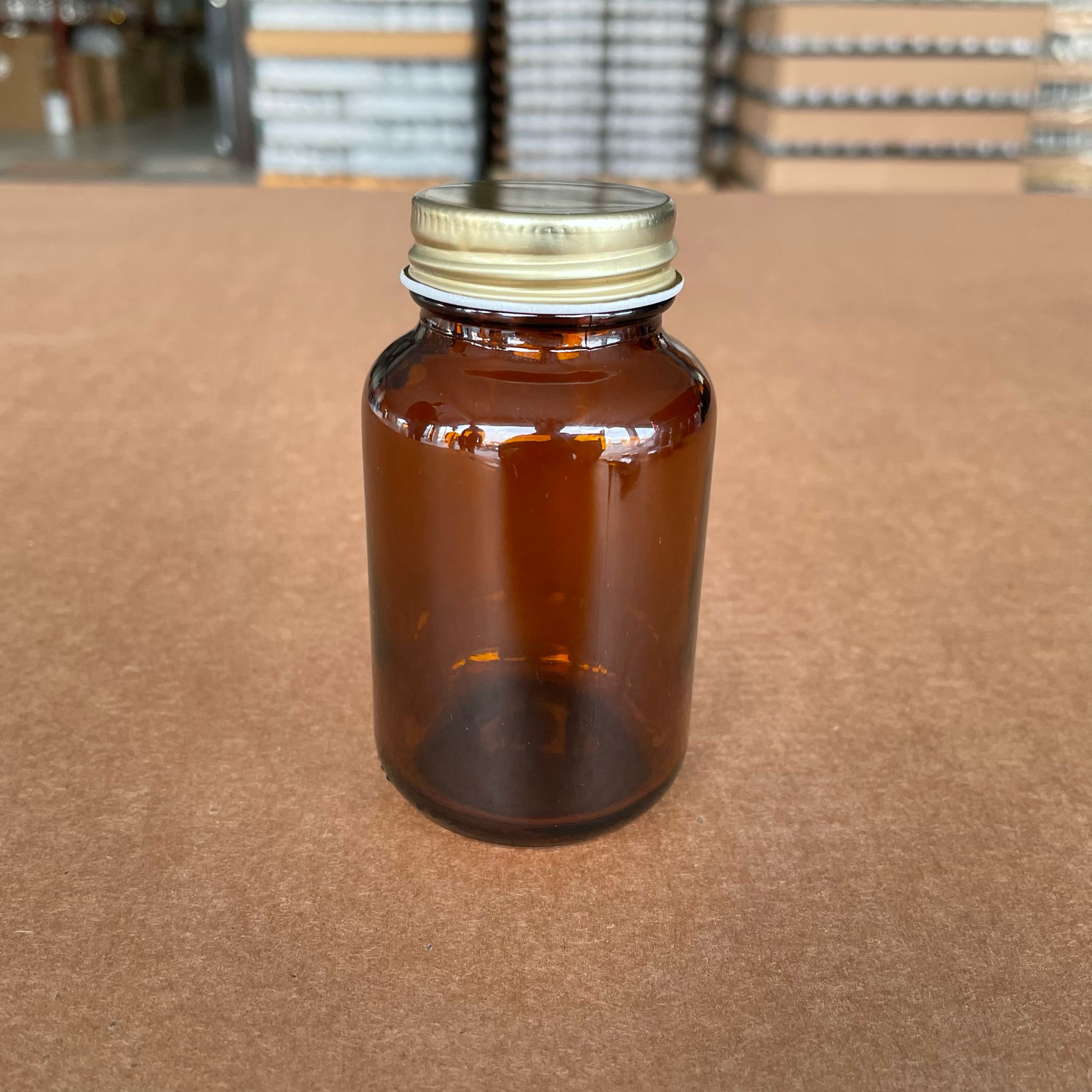 120 Cc Amber Cam Tablet Şişesi - Gold Metal Kapaklı - 120 Ml (Silme 133 Ml) Kapsül Kutusu - İlaç Şişesi - Medikal Hap Şişesi - Farmasötik Kavanoz - Şişecam Kodu 763713