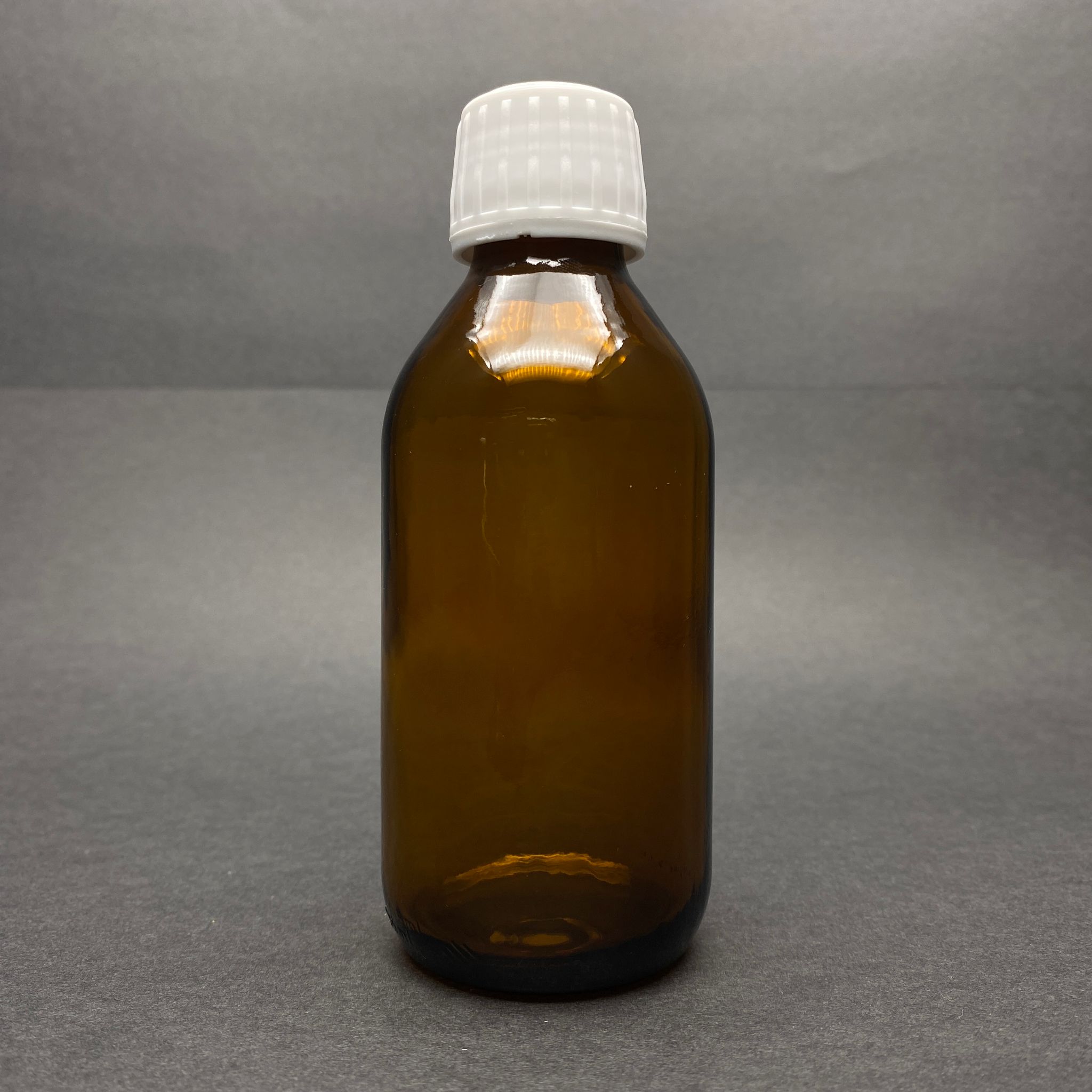 125 Cc Amber Cam Şişe - Beyaz Kilitli Kapaklı - 125 Ml Kahverengi Boş Şurup Şişesi (Ağız Çapı 25 Mm)