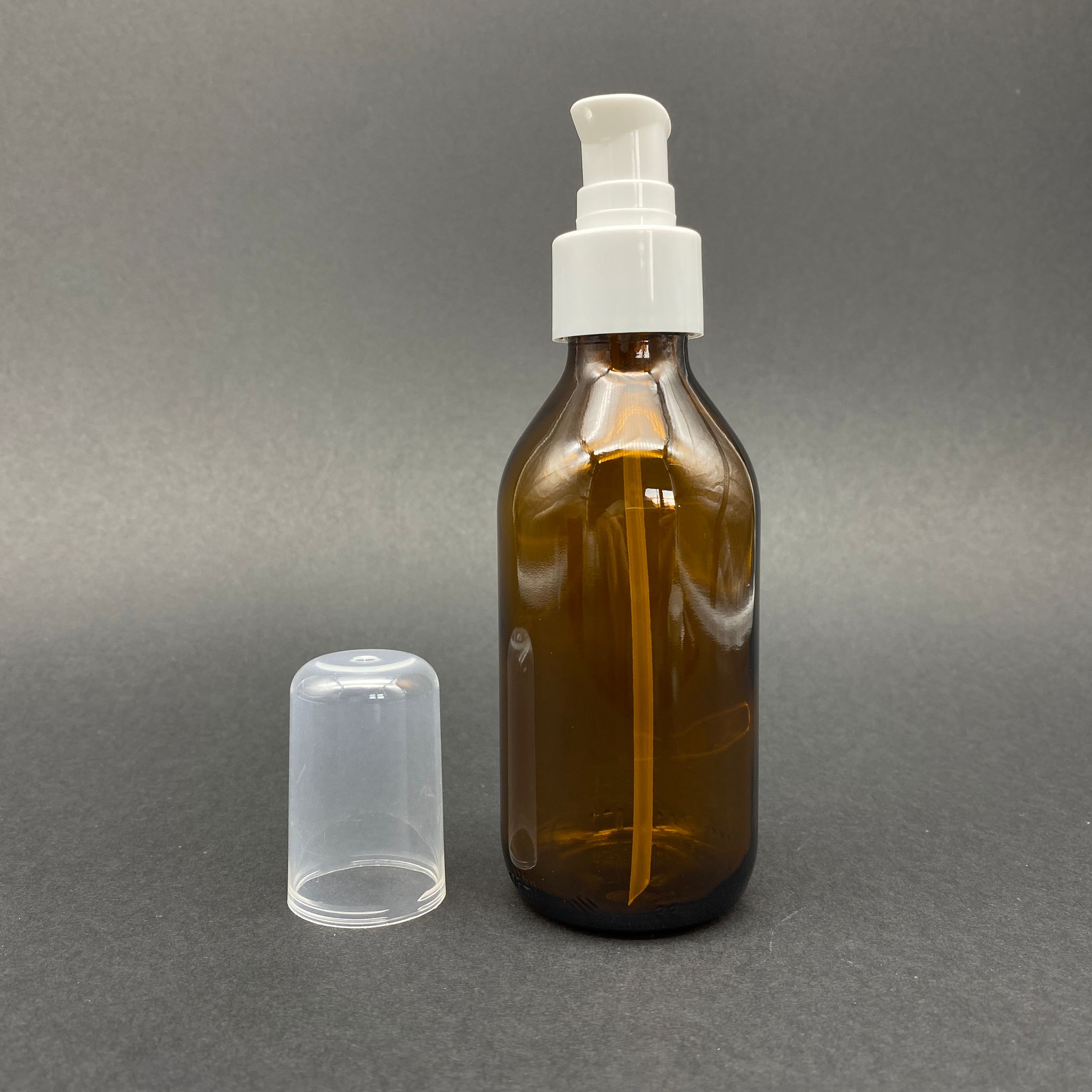 125 Cc Amber Cam Şişe - Beyaz Losyon Pompalı  - 125 Ml Kahverengi Boş Pompalı Şişe (Ağız Çapı 25 Mm)