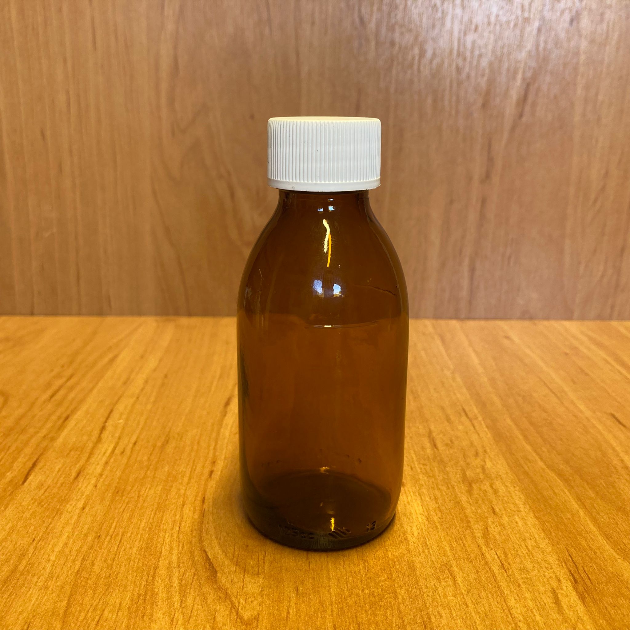 125 Cc Amber Cam Şişe - Beyaz Plastik Kapaklı - 125 Ml Kahverengi Boş Şurup Şişesi