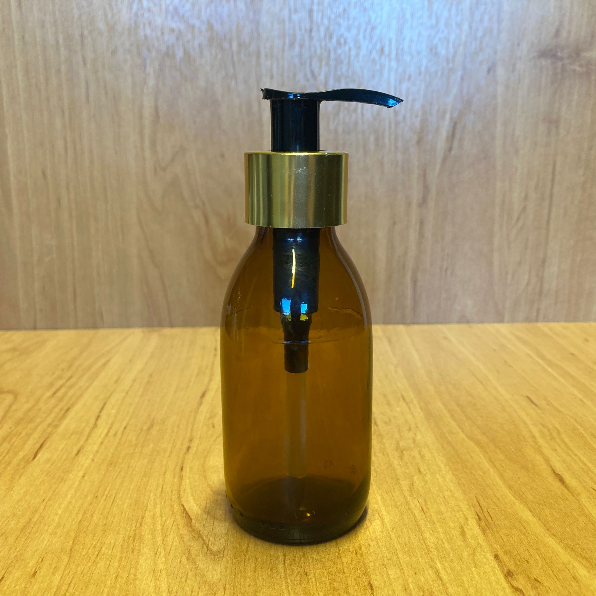125 Cc Amber Cam Şişe - Gold Pompalı - 125 Ml Kahverengi Pompalı Şişe