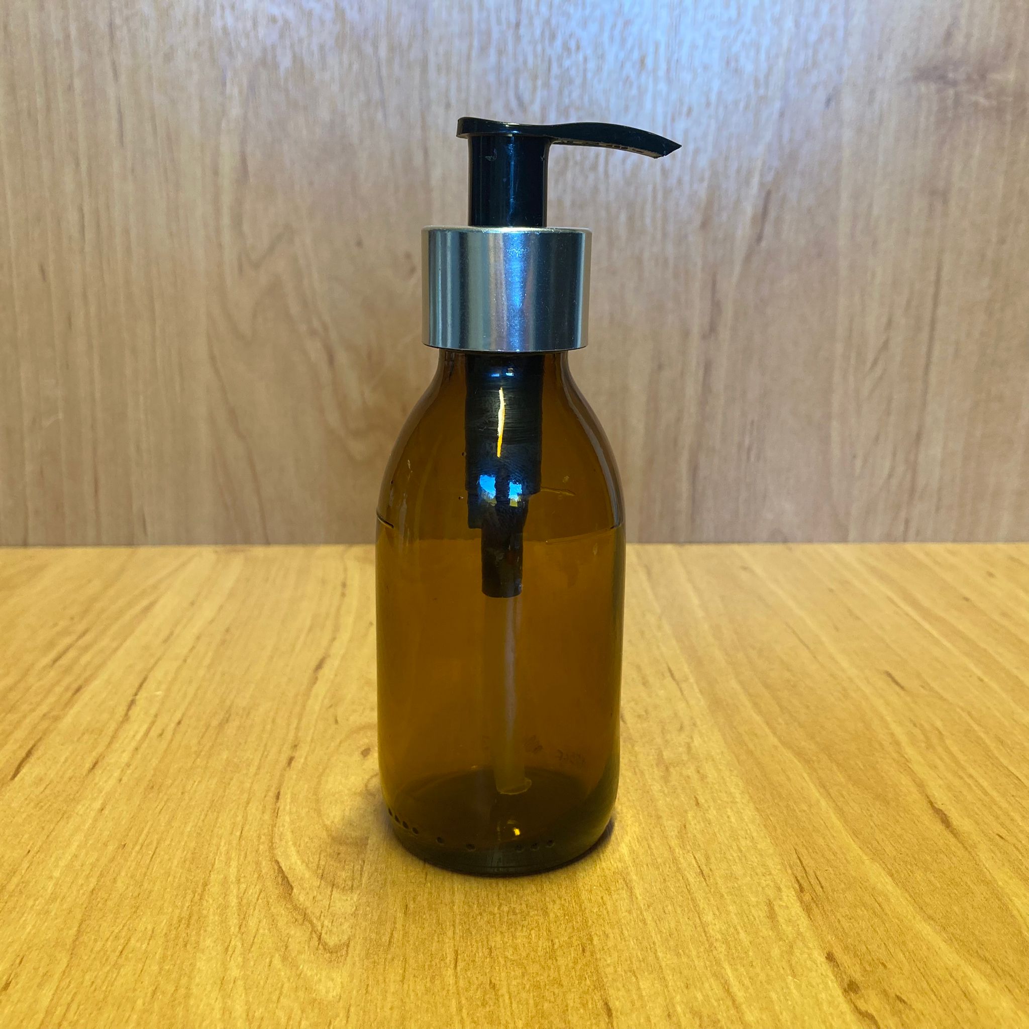125 Cc Amber Cam Şişe - Gümüş Pompalı - 125 Ml Kahverengi Pompalı Şişe