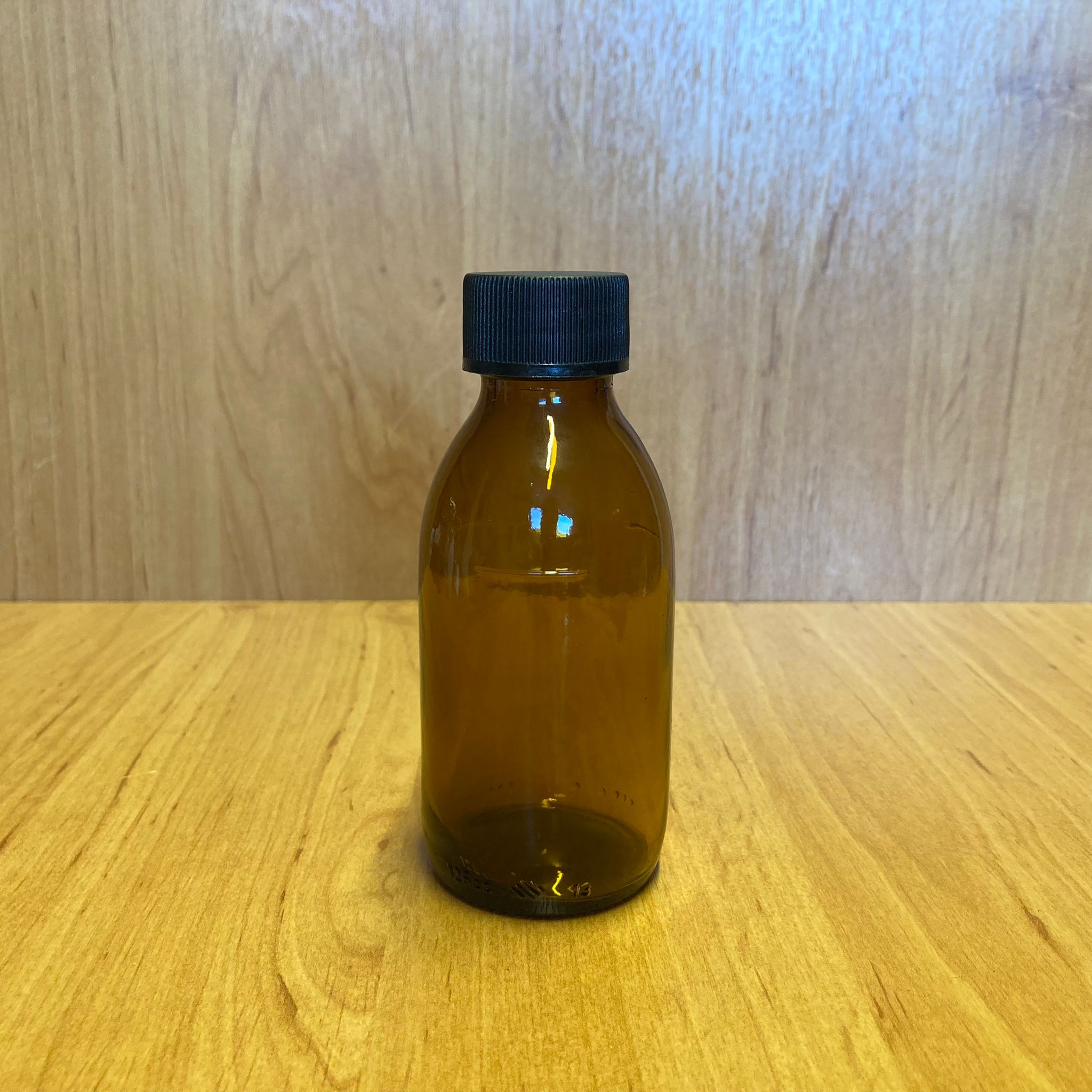 125 Cc Amber Cam Şişe - Siyah Plastik Kapaklı - 125 Ml Kahverengi Boş Şurup Şişesi