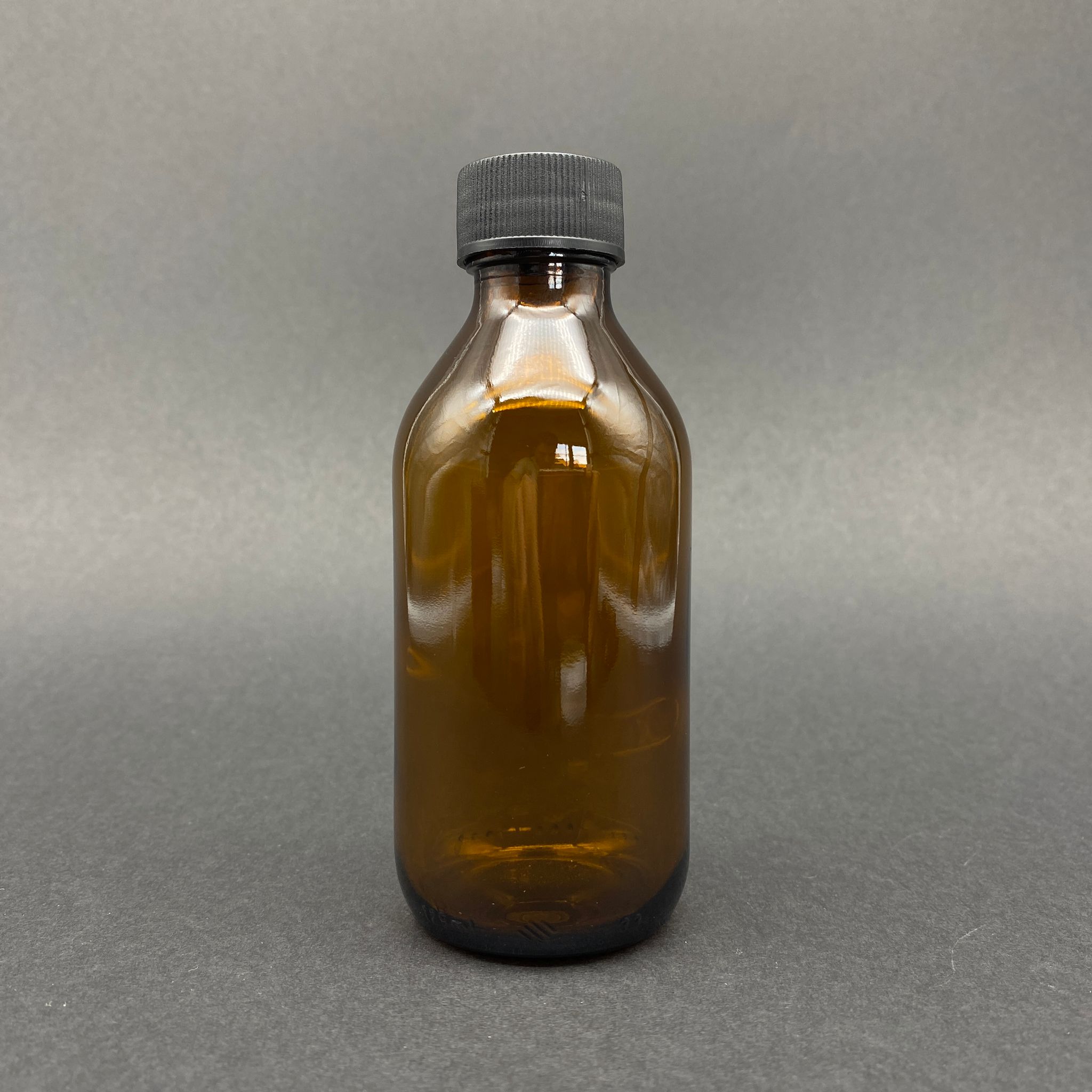 125 Cc Amber Cam Şişe - Siyah Plastik Kapaklı - 125 Ml Kahverengi Boş Şurup Şişesi (Ağız Çapı 25 Mm) - 125 Ml Ecza Şişesi