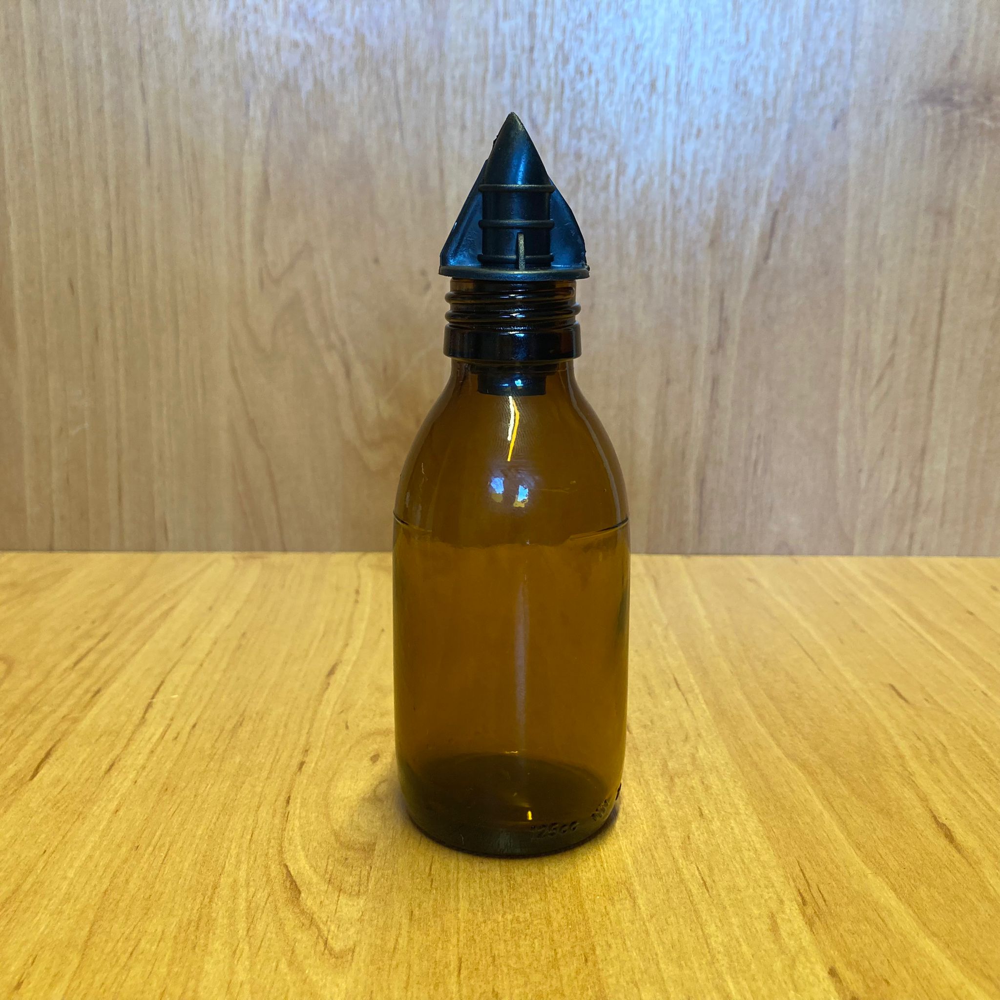 125 Cc Amber Yağdanlık Şişesi - 125 Ml Cam Yağlık Sirkelik Şişe - Siyah Akıtıcılı