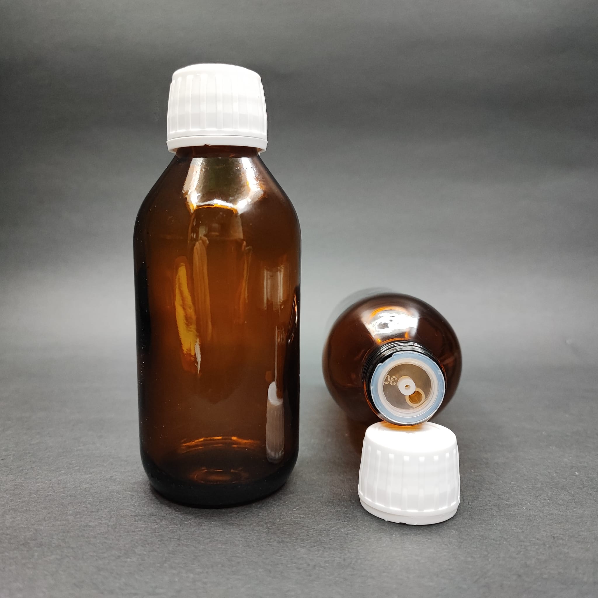 125 Ml Dolumu Kolay, Geniş Ağızlı İçten Damlalıklı Şişe (25 Mm Ağız)  - 125 Cc Beyaz Kilitli Damlalıklı Cam Ecza Şişesi - Amber Kahverengi