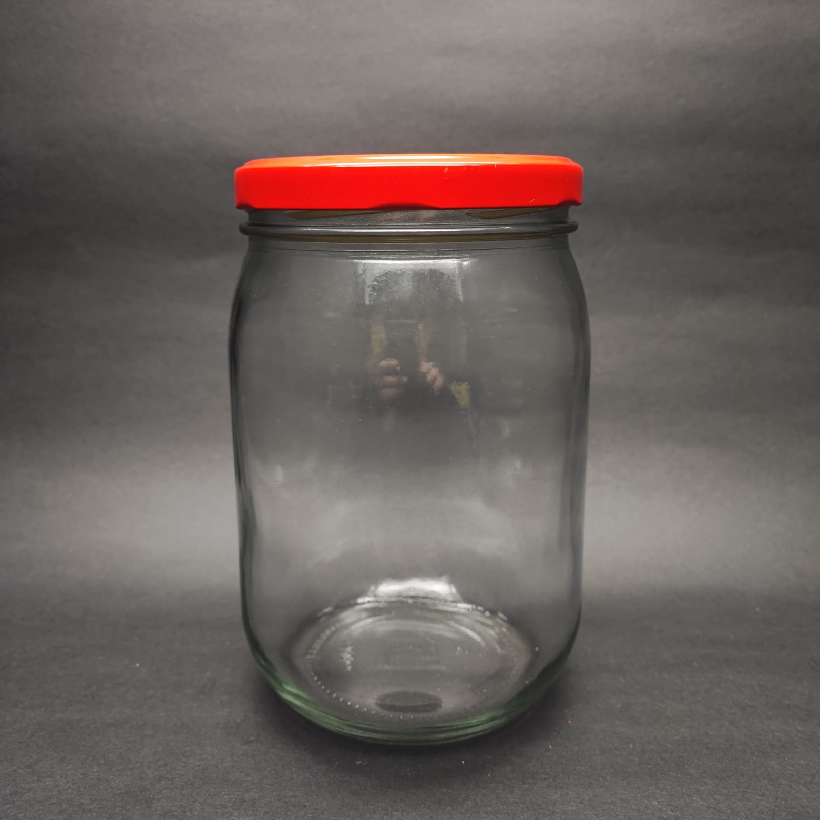 1300 Cc Cam Kavanoz - Kırmızı Metal Kapaklı - 1300 Ml Cam Kavanoz