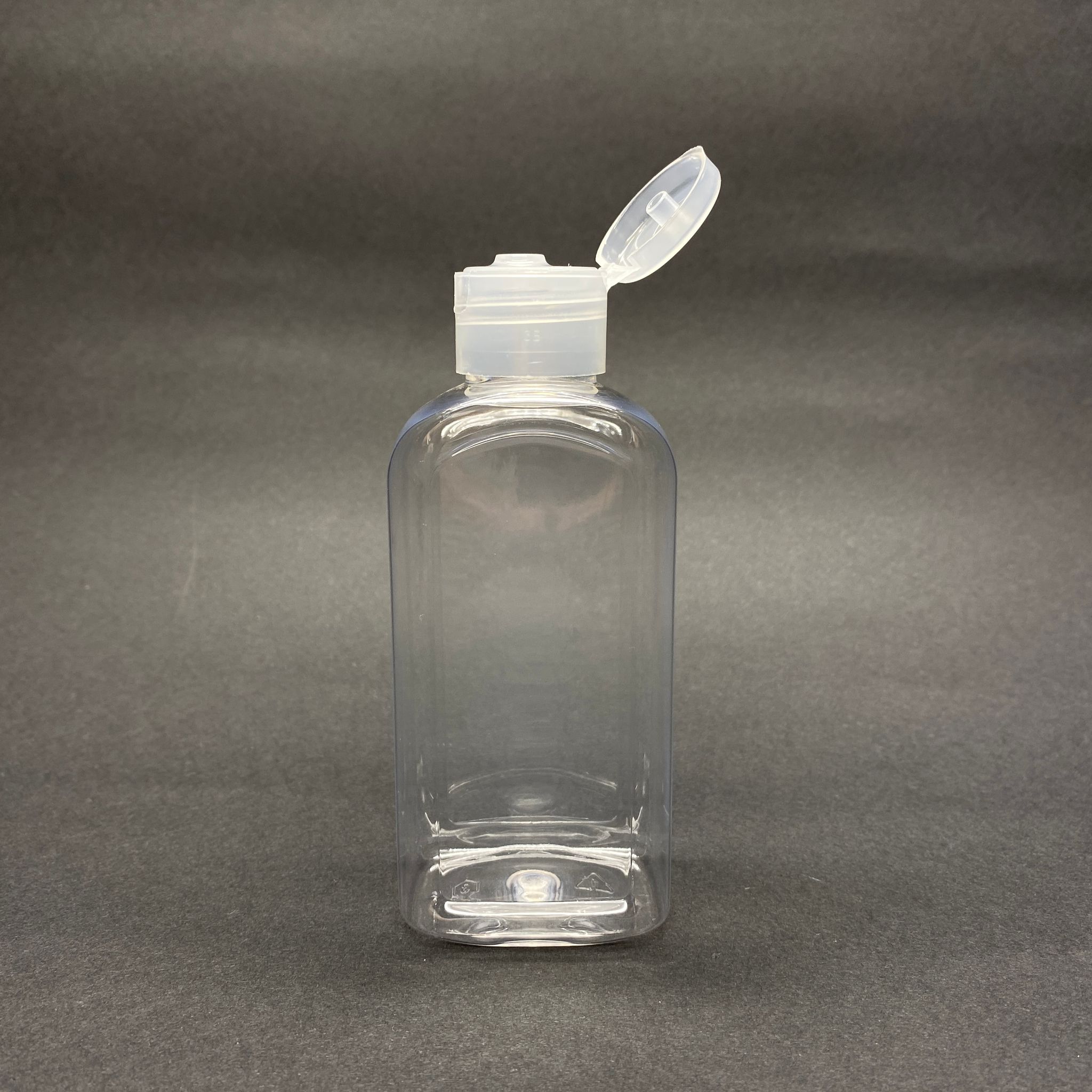 140 Cc Yassı Köşeli Sert Plastik Şişe - Şeffaf Fliptop Akıtıcılı Kapaklı - Çıtçıt Kapaklı - 140 Ml Plastik Yassı Şişe