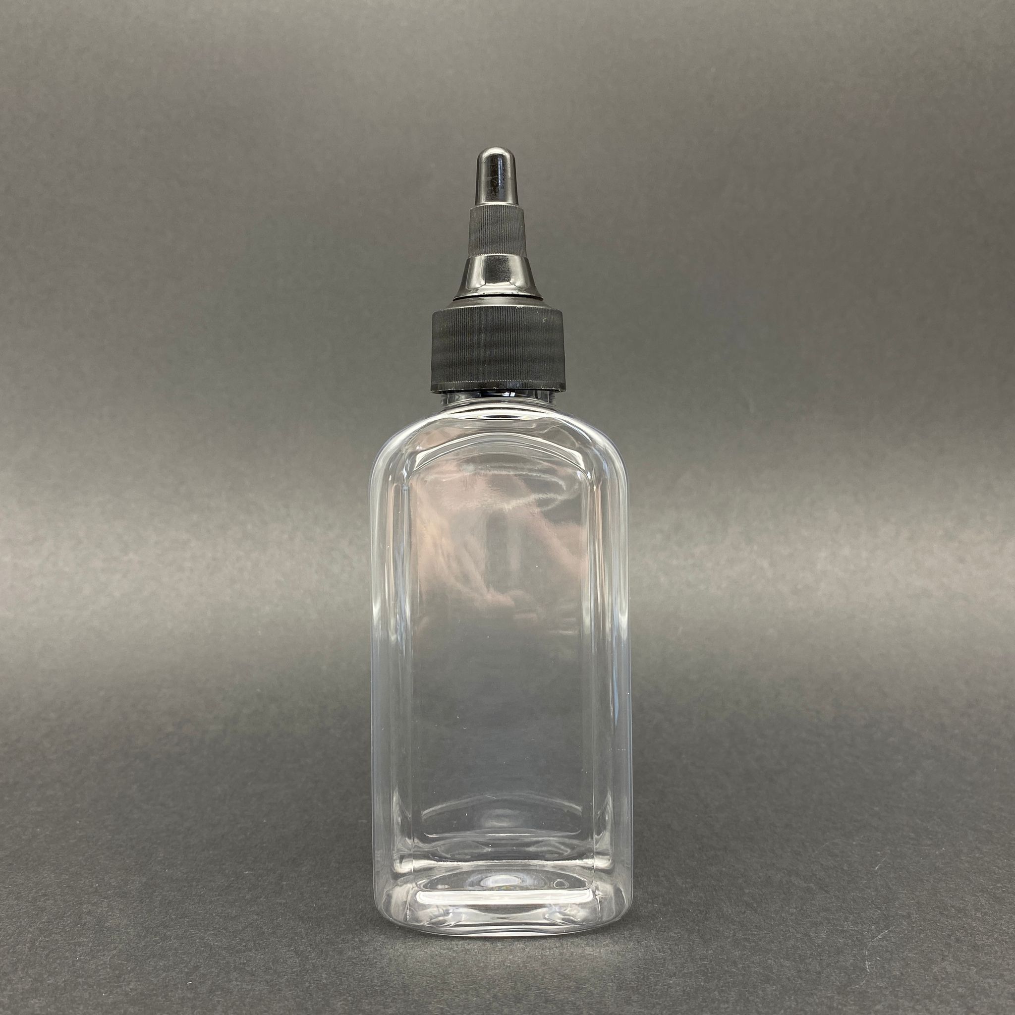 140 Cc Yassı Şişe - Siyah Asansör Akıtıcılı Kapaklı - 140 Ml Plastik Yassı Şişe