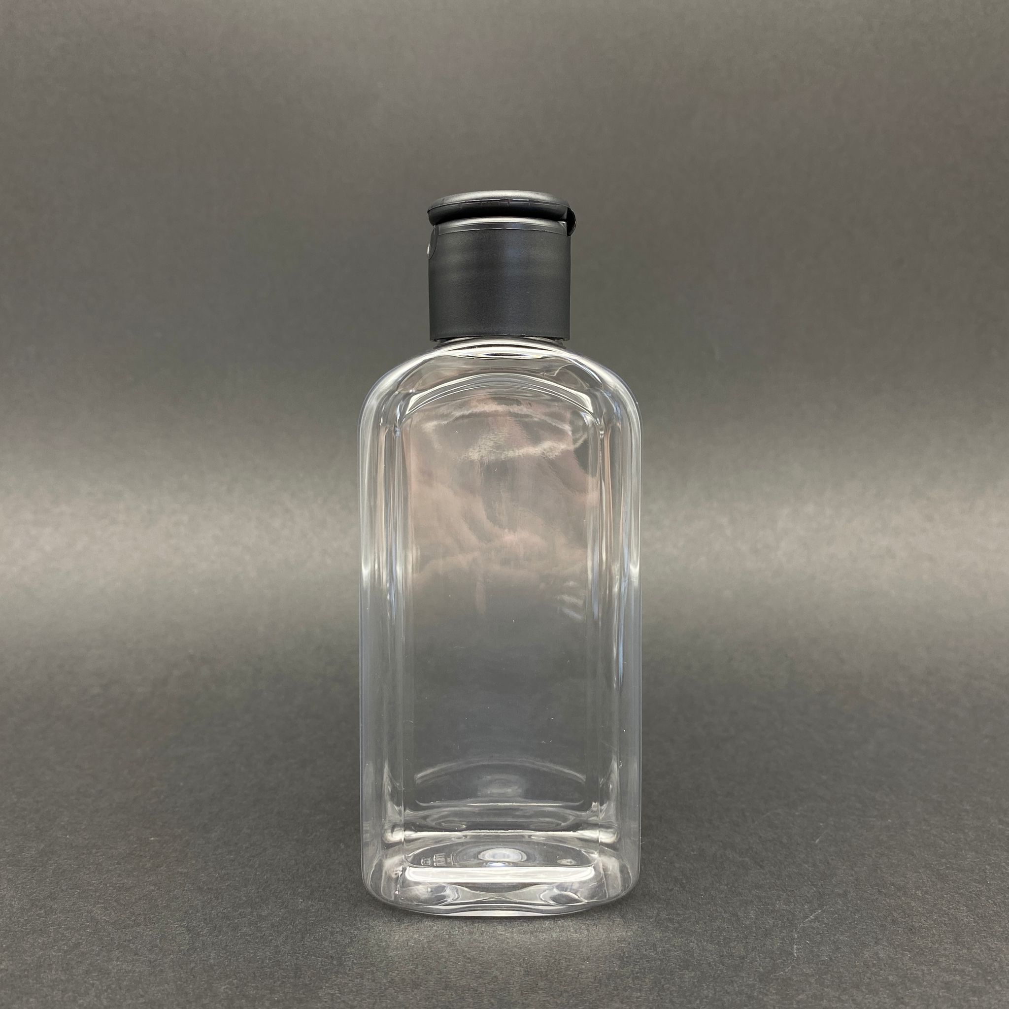 140 Cc Yassı Şişe - Siyah Fliptop Akıtıcılı Kapaklı - 140 Ml Plastik Yassı Şişe