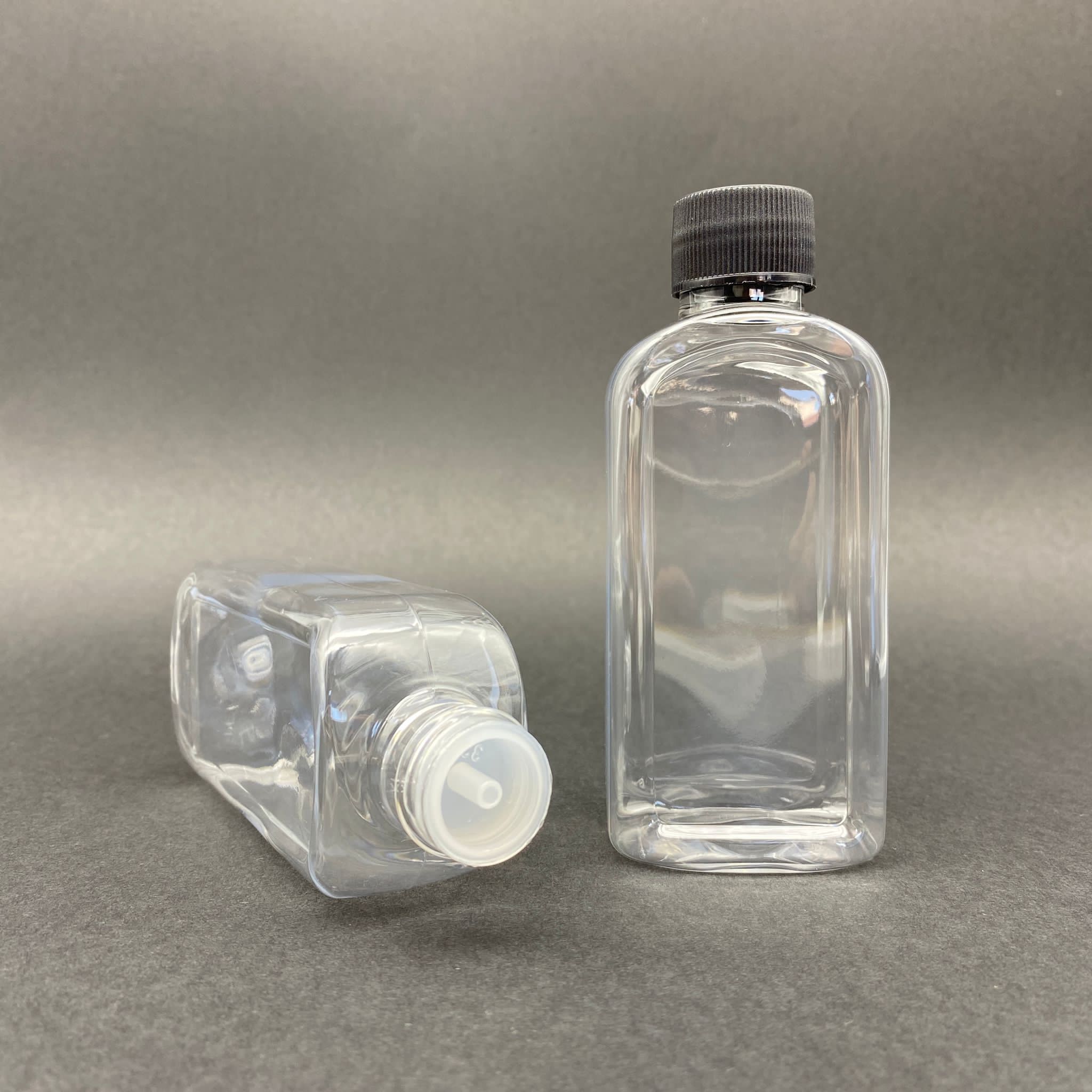 140 Cc Yassı Şişe - Siyah Kapaklı - Kolonya Tıpalı - 140 Ml Plastik Kolonya Şişesi