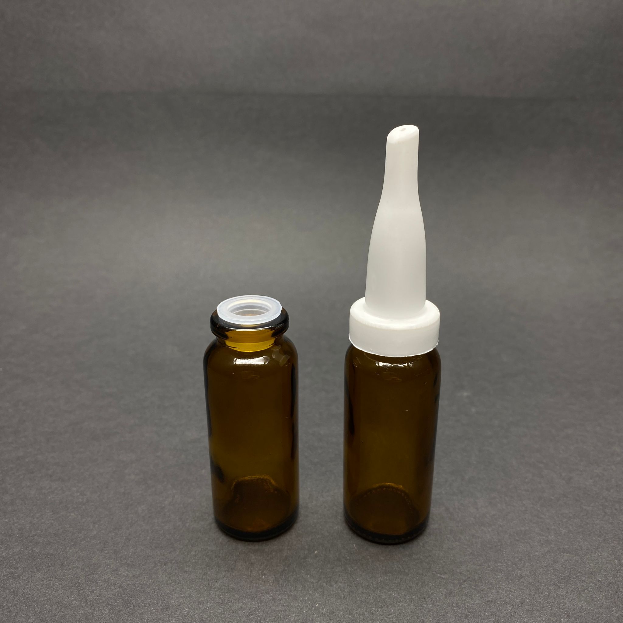 15 Cc Amber Flakon Penisilin Şişesi - Beyaz Üstten Damlalıklı - Plastik Tıpalı - 15 Ml Damlalıklı Cam Şişe