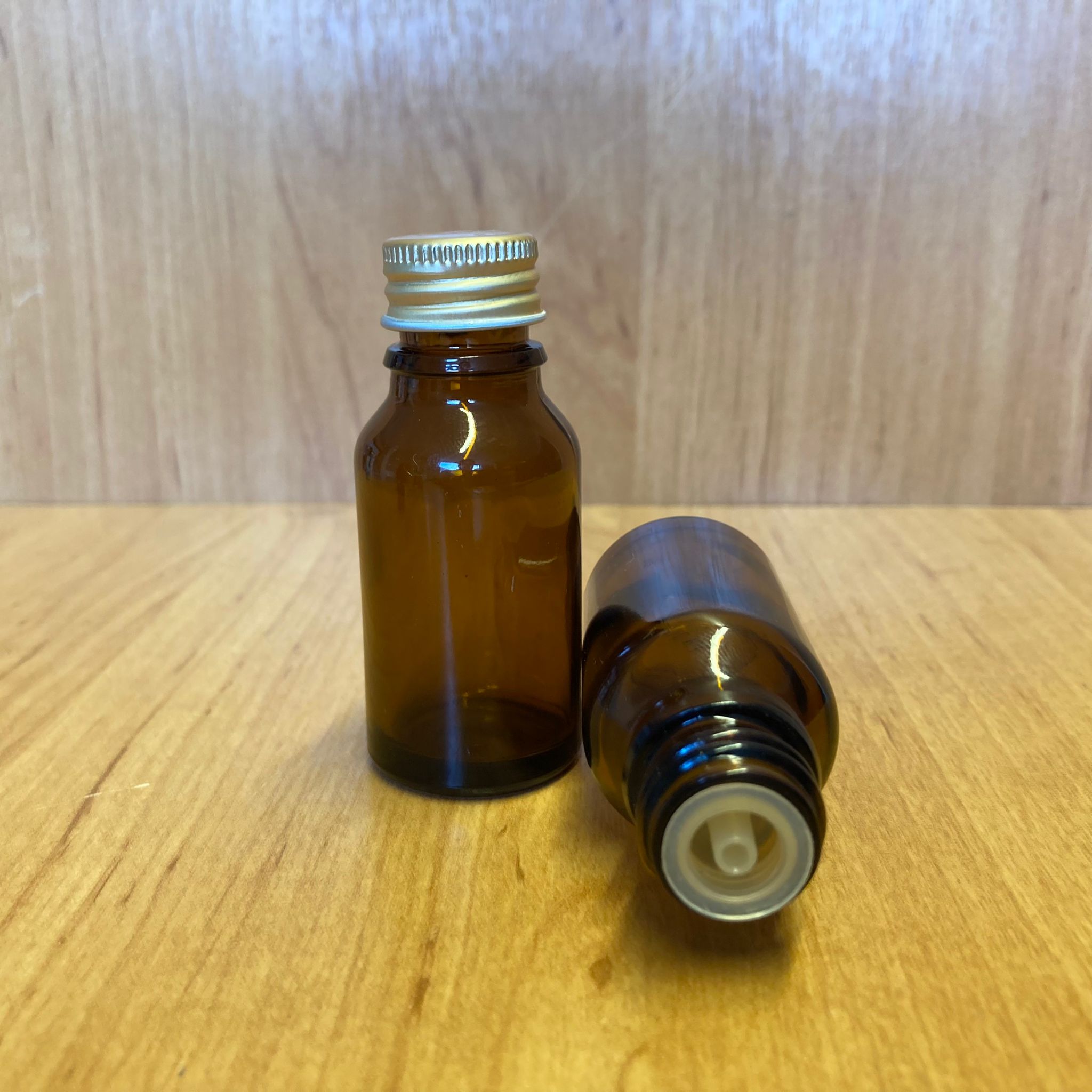 15 Cc Amber İçten Damlalıklı - Gold Metal Kapaklı Cam Şişe - 15 Ml Kolonya Tıpalı Cam Şişe