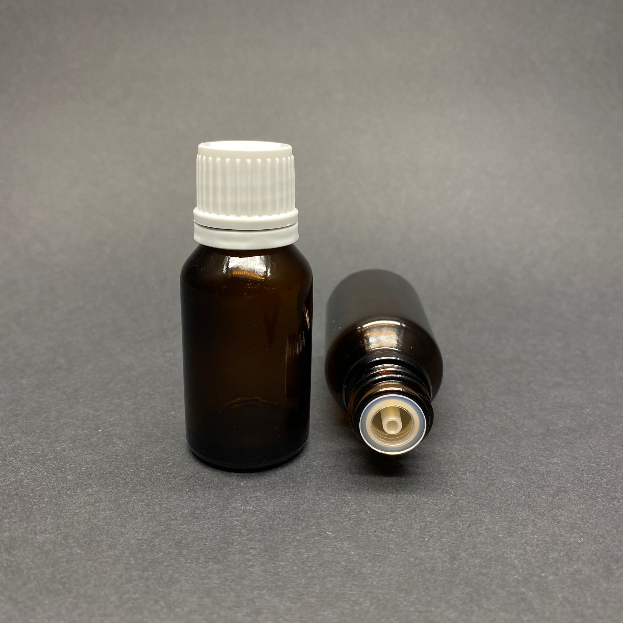 15 Cc Amber İçten Damlalıklı (Opsiyonel Damlalık) - Beyaz Kilitli Kapaklı Cam Şişe - 15 Ml Kahverengi Kolonya Tıpalı Cam Şişe