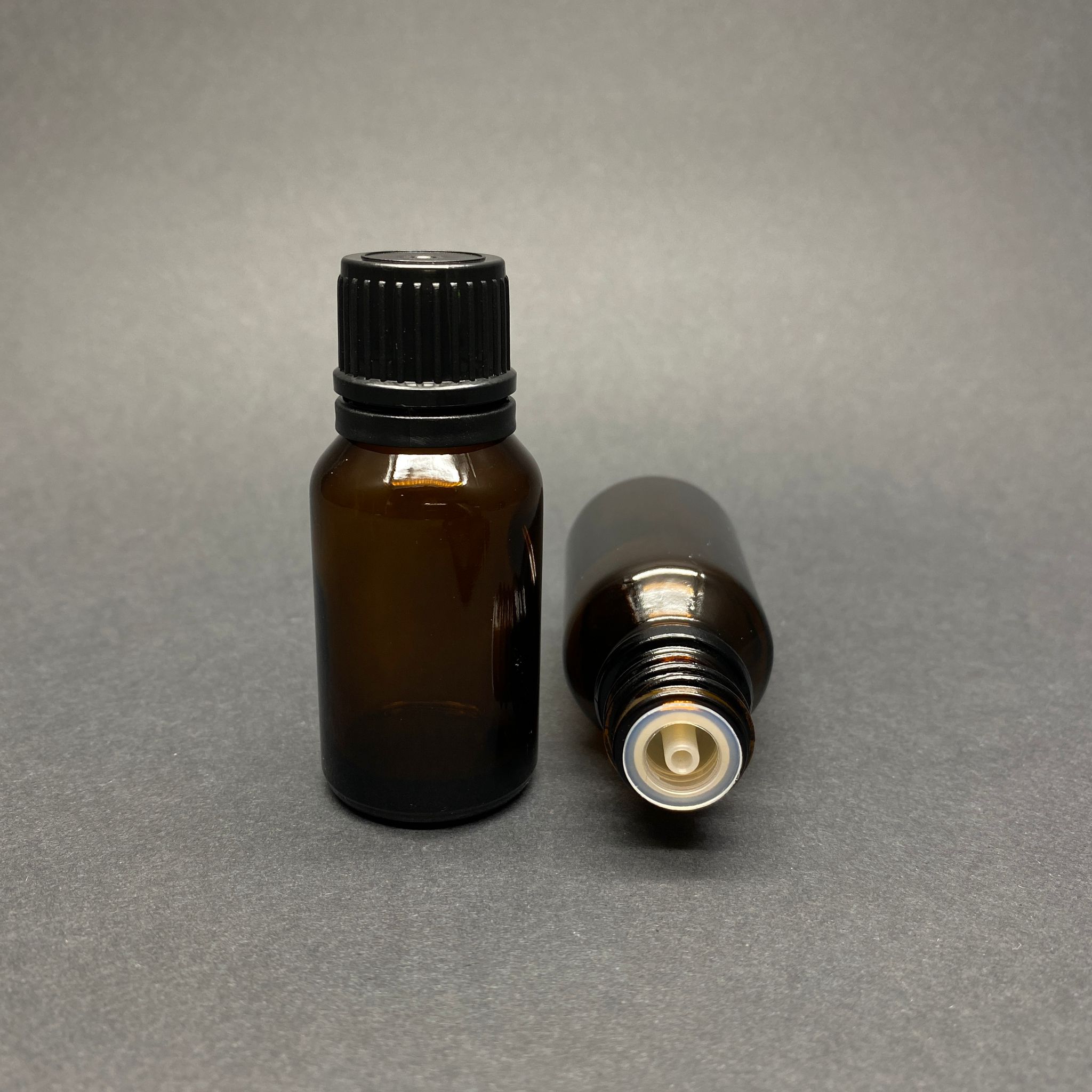 15 Cc Amber İçten Damlalıklı (Opsiyonel Damlalık) - Siyah Kilitli Kapaklı Cam Şişe - 15 Ml Kahverengi Kolonya Tıpalı Cam Şişe