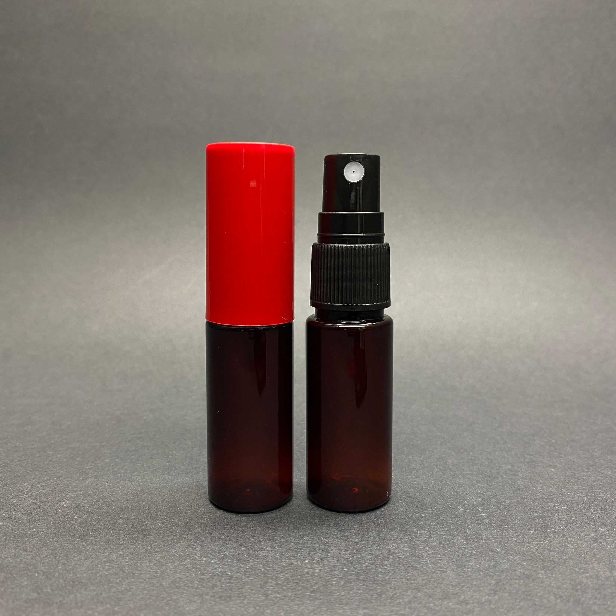 15 Cc Amber Parfüm Şişesi Plastik - Siyah Sprey + Kırmızı Kapak - 15 Ml Parfüm Şişesi Pet