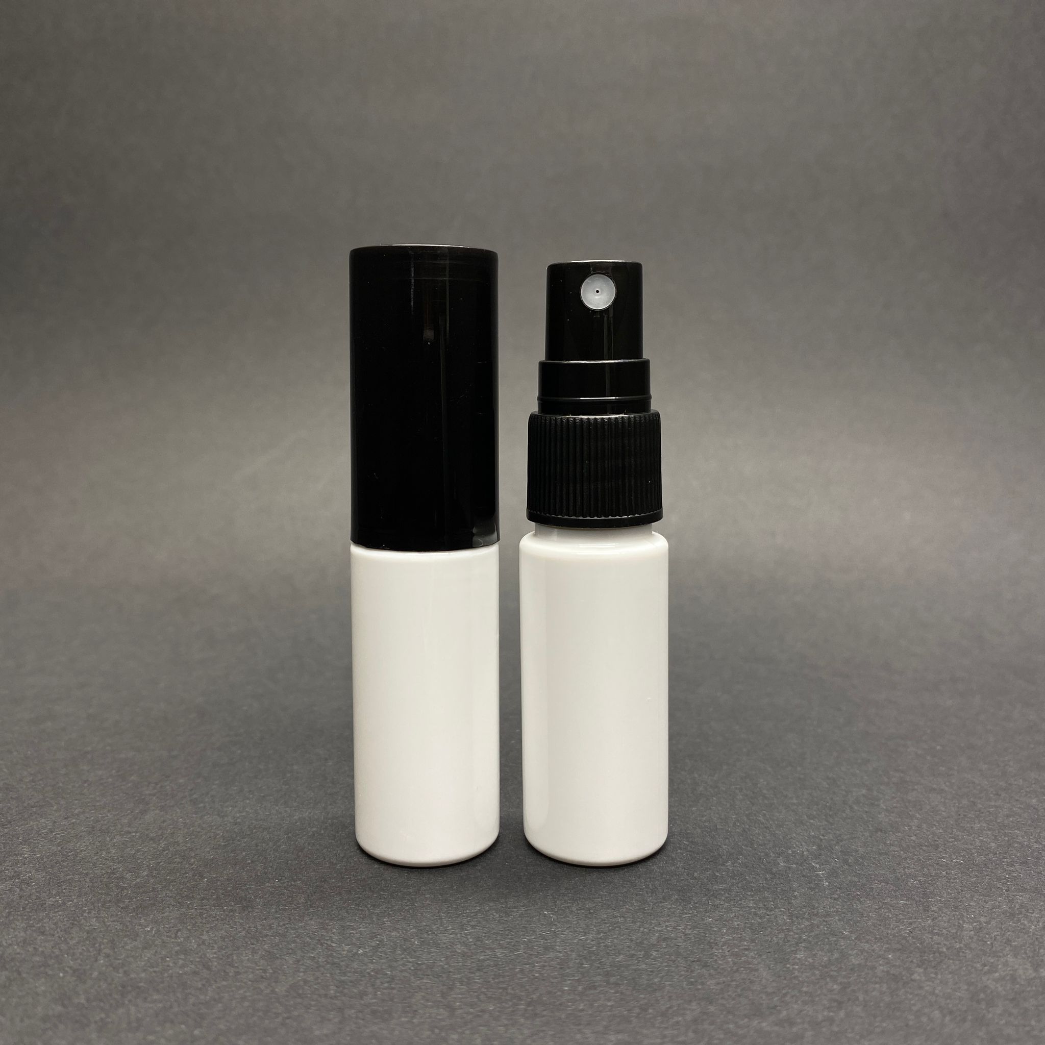 15 Cc Beyaz Parfüm Şişesi Plastik - Siyah Sprey + Siyah Kapak - 15 Ml Parfüm Şişesi Pet