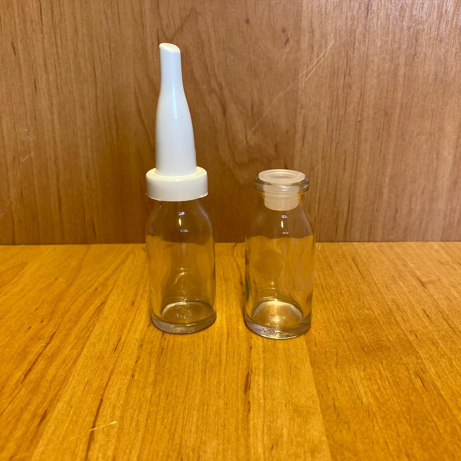 15 Cc Flakon Penisilin Şişesi - Beyaz Üstten Damlalıklı - Plastik Tıpalı - 15 Ml Damlalıklı Cam Şişe