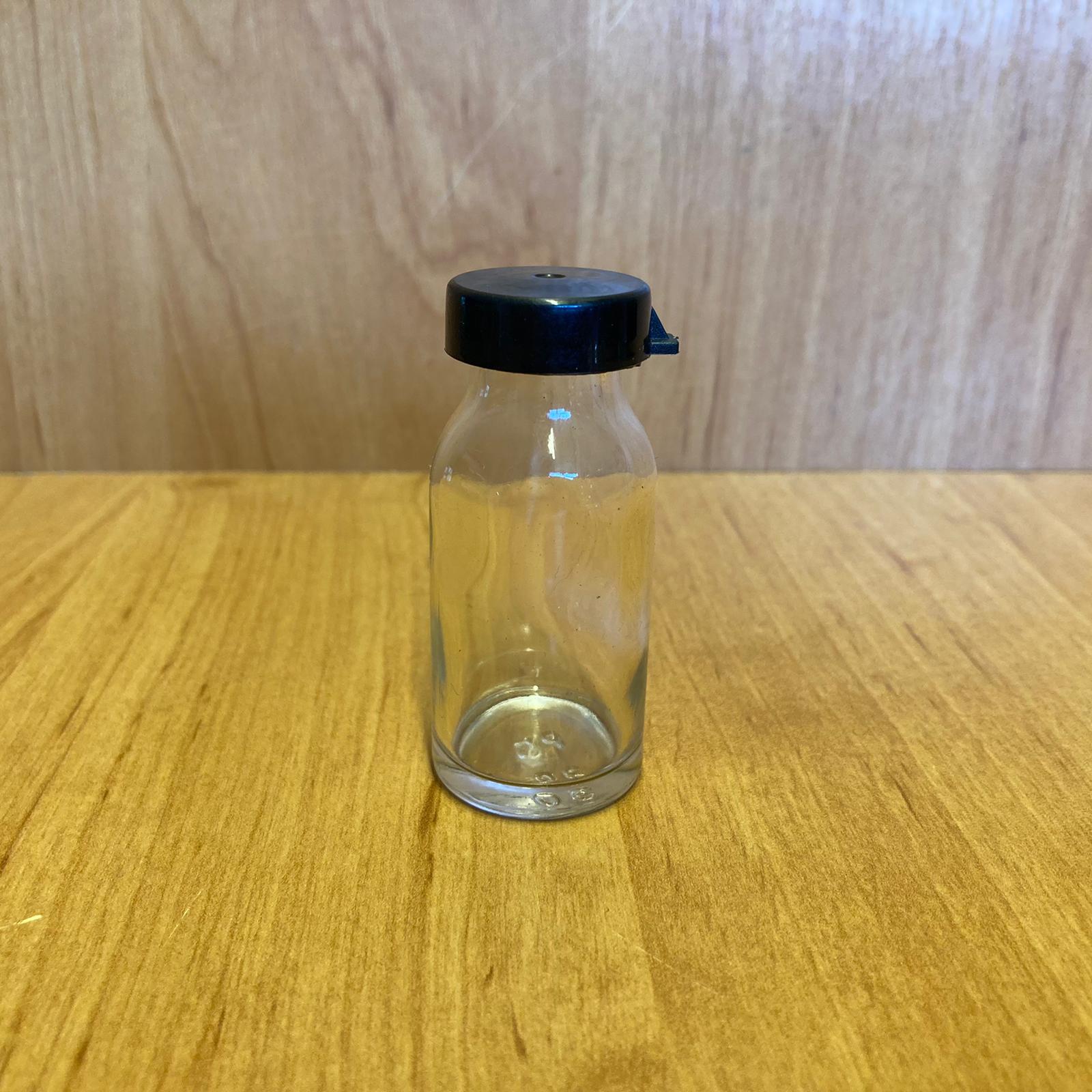 15 Cc Flakon Penisilin Şişesi - Siyah Kapaklı - 15 Ml Kapaklı Cam Şişe - Sızdırmaz - Elle Kapanır