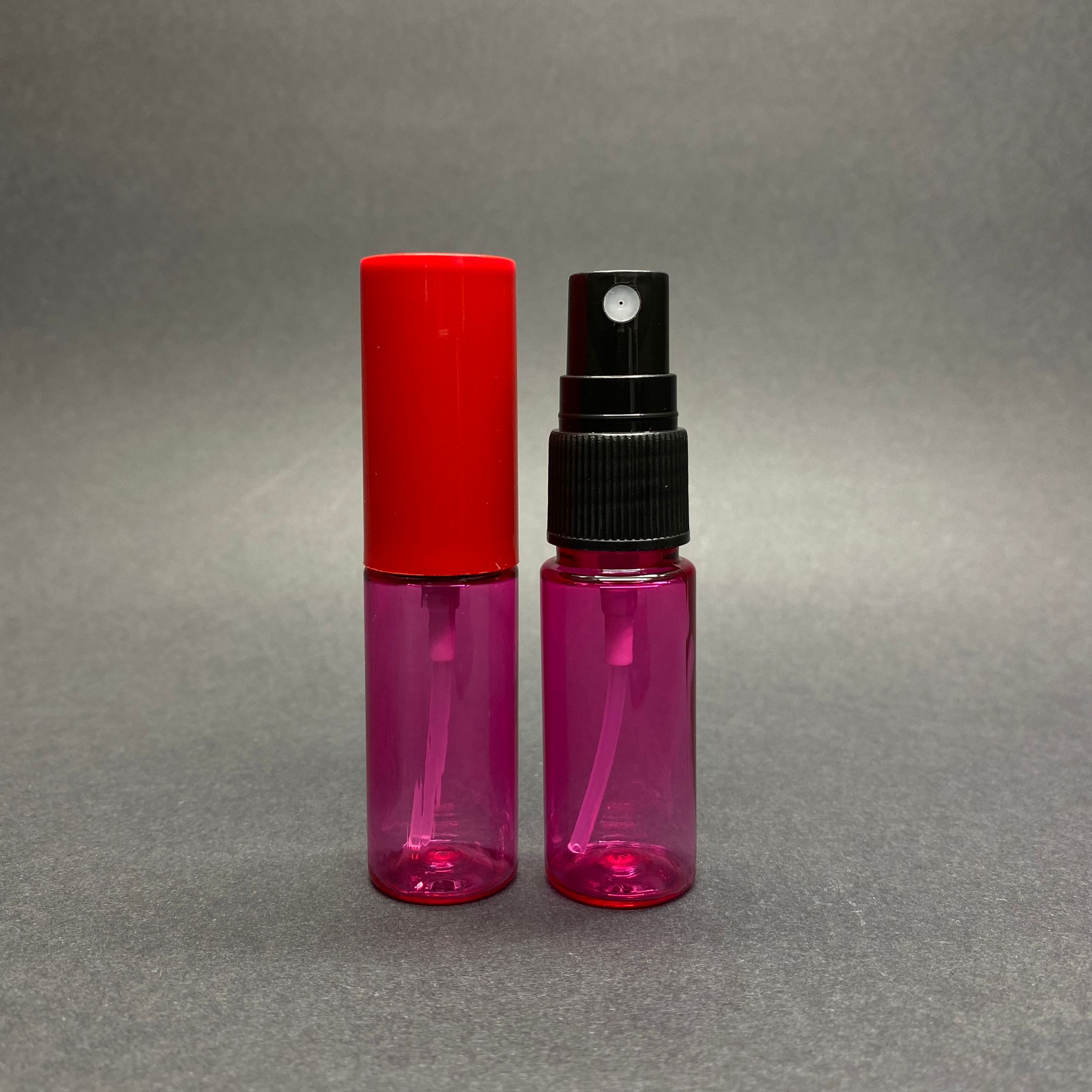 15 Cc Pembe Parfüm Şişesi Plastik - Siyah Sprey + Kırmızı Kapak - 15 Ml Parfüm Şişesi Pet