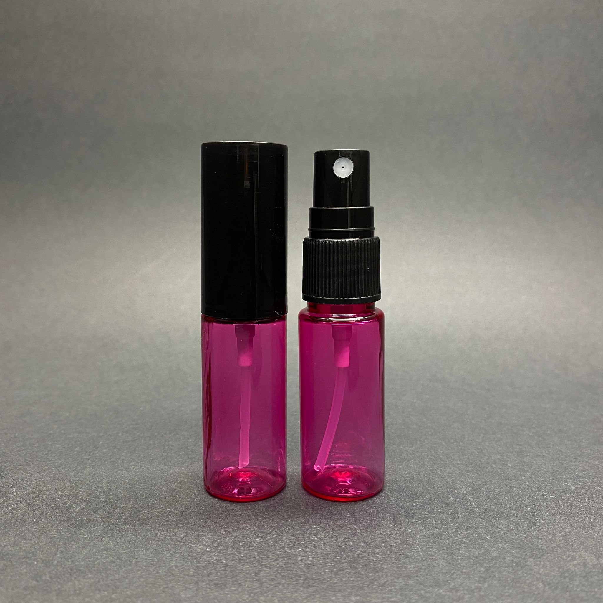 15 Cc Pembe Parfüm Şişesi Plastik - Siyah Sprey + Siyah Kapak - 15 Ml Parfüm Şişesi Pet
