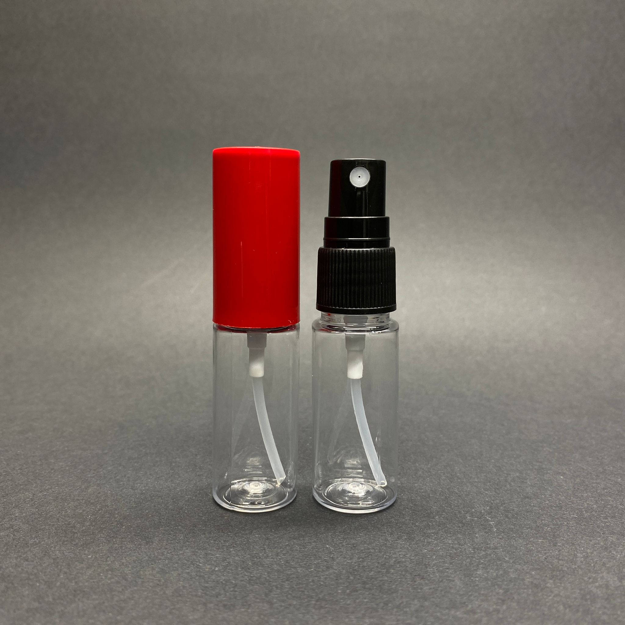 15 Cc Şeffaf Parfüm Şişesi Plastik - Siyah Sprey + Kırmızı Kapak - 15 Ml Parfüm Şişesi Pet