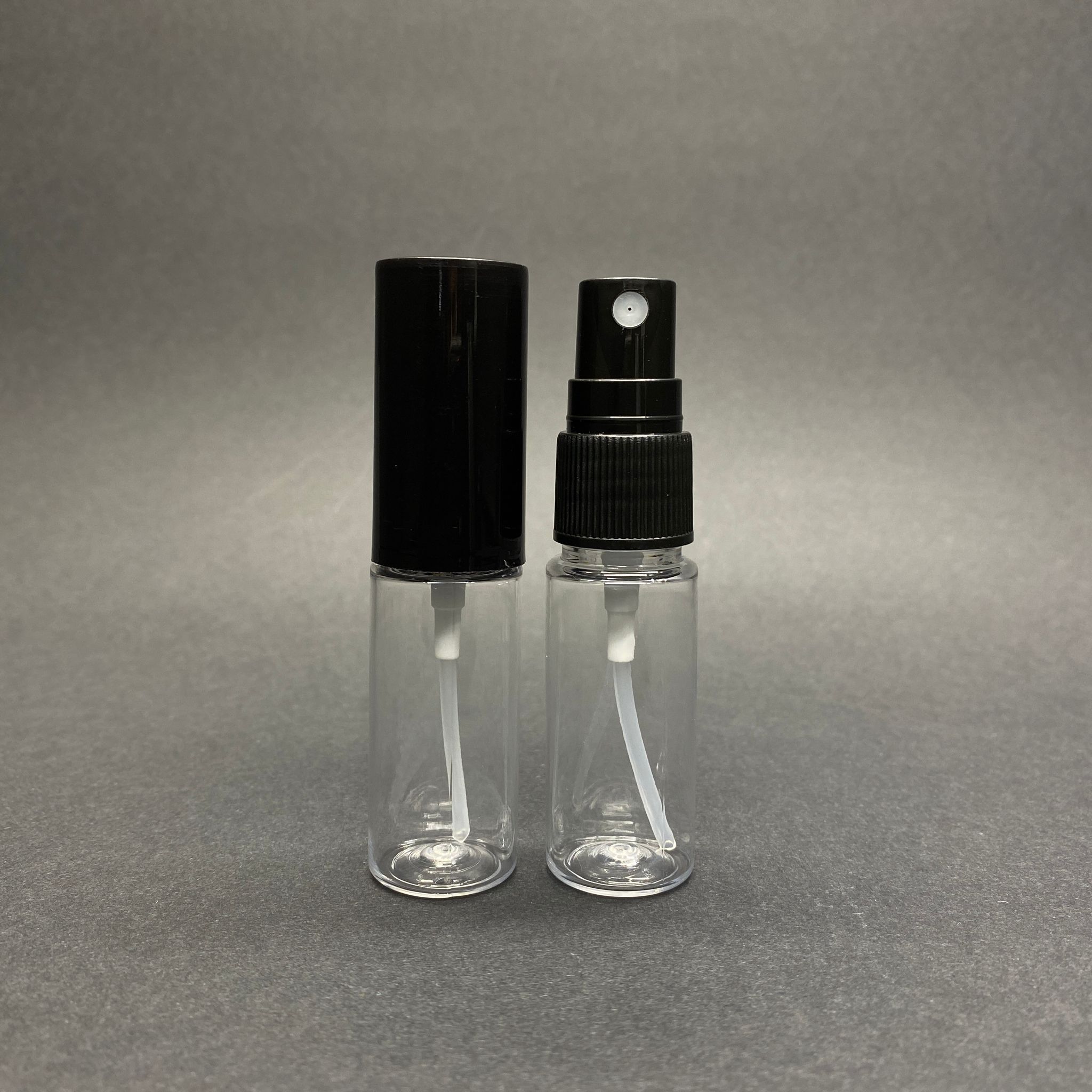 15 Cc Şeffaf Parfüm Şişesi Plastik - Siyah Sprey + Siyah Kapak - 15 Ml Parfüm Şişesi Pet