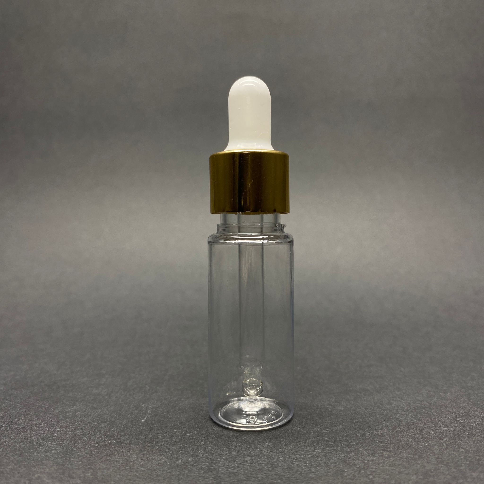 15 Cc Şeffaf Pet Şişe - Cam Damlalıklı Takım (Beyaz Emzik+Gold Metal Kapak+Cam Pipet)
