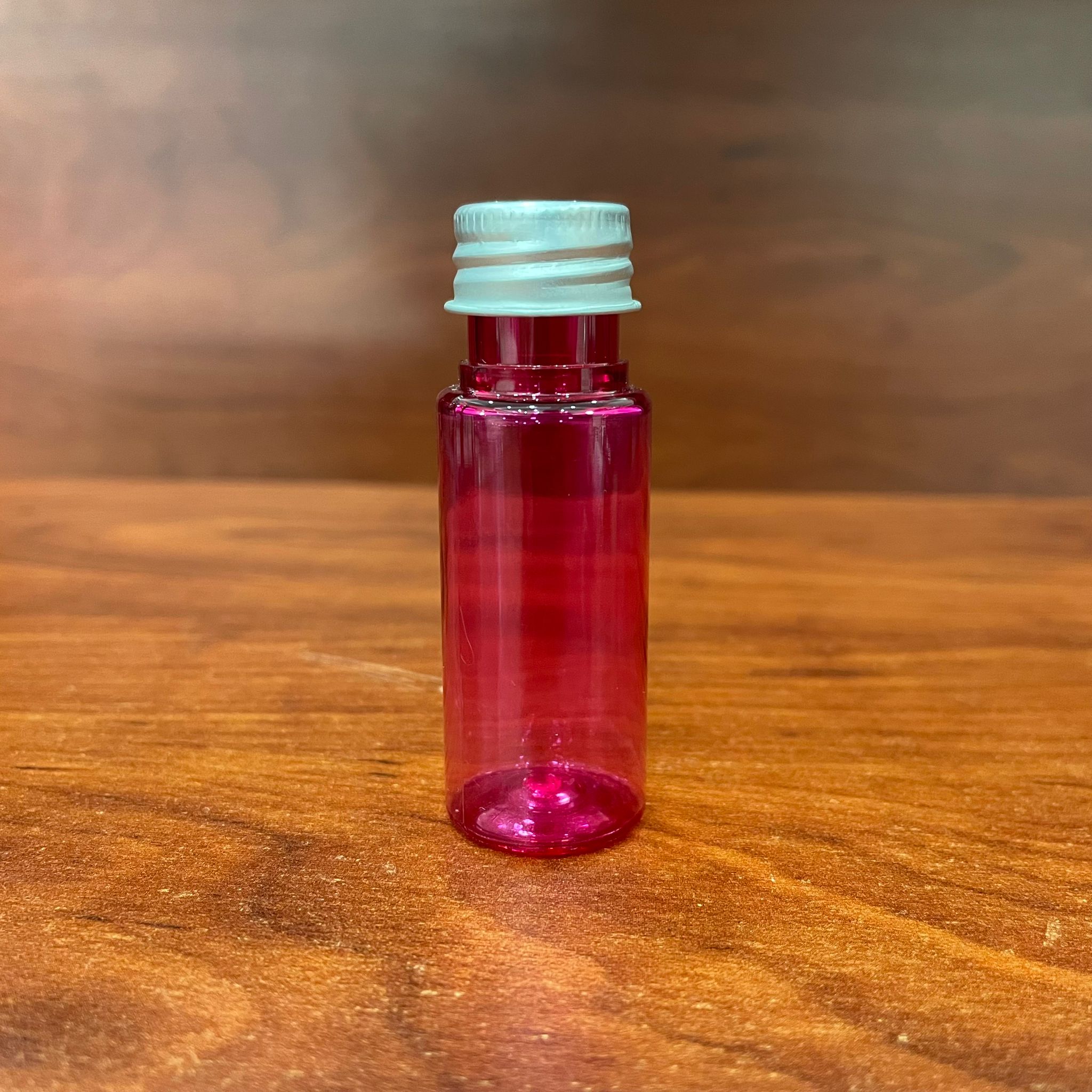 15 Cc Silindir Pet Şişe - Contalı Gümüş Metal Kapaklı - 15 Ml Pet Şişe - Pembe