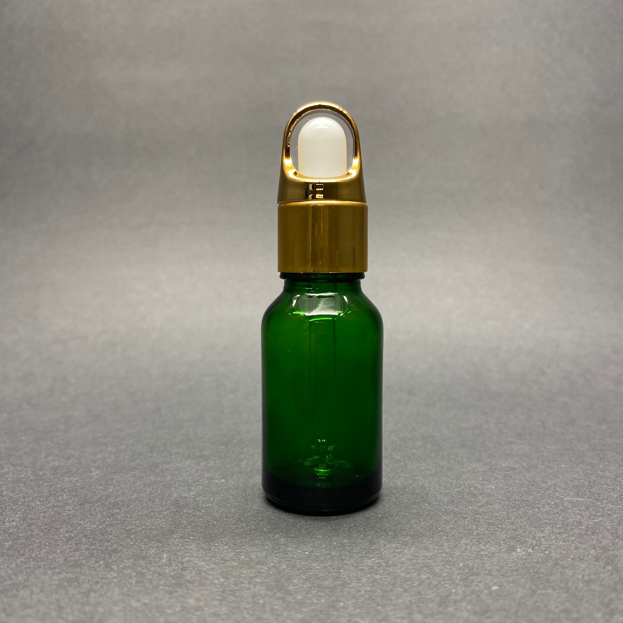 15 Cc Yeşil Cam Damlalıklı Şişe (Beyaz Emzik + Gold Flower Delikli Kapak + Cam Pipet) 15 Ml Cam Damlalıklı Yeşil Şişe