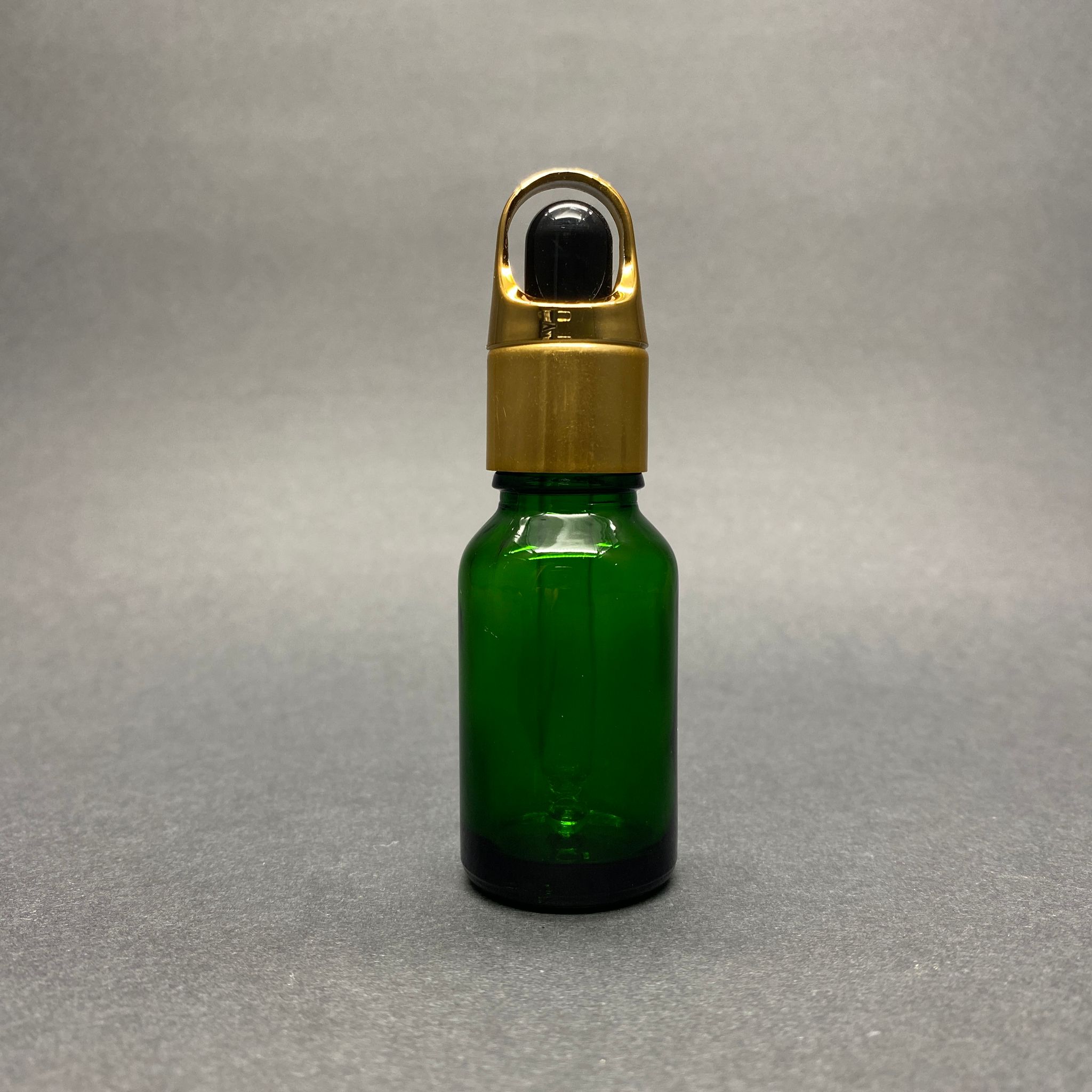 15 Cc Yeşil Cam Damlalıklı Şişe (Siyah Emzik + Gold Flower Metal Delikli Kapak + Cam Pipet) 15 Ml Cam Damlalıklı Yeşil Şişe