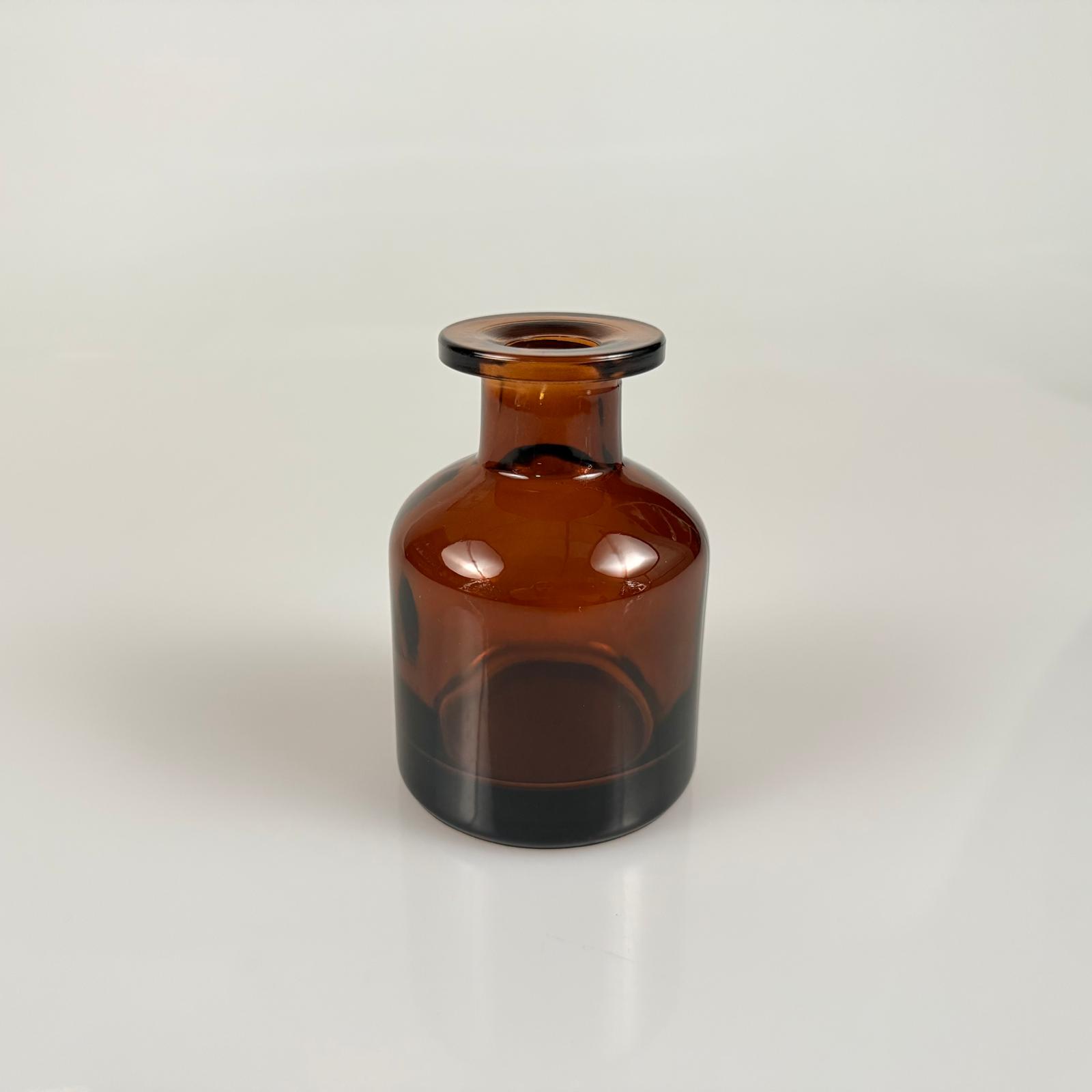150 Cc Amber Cam Bambu Silindir Oda Kokusu Şişesi - 150 Cc Diffuser Cam Şişe Şeffaf - Geçme Ağız