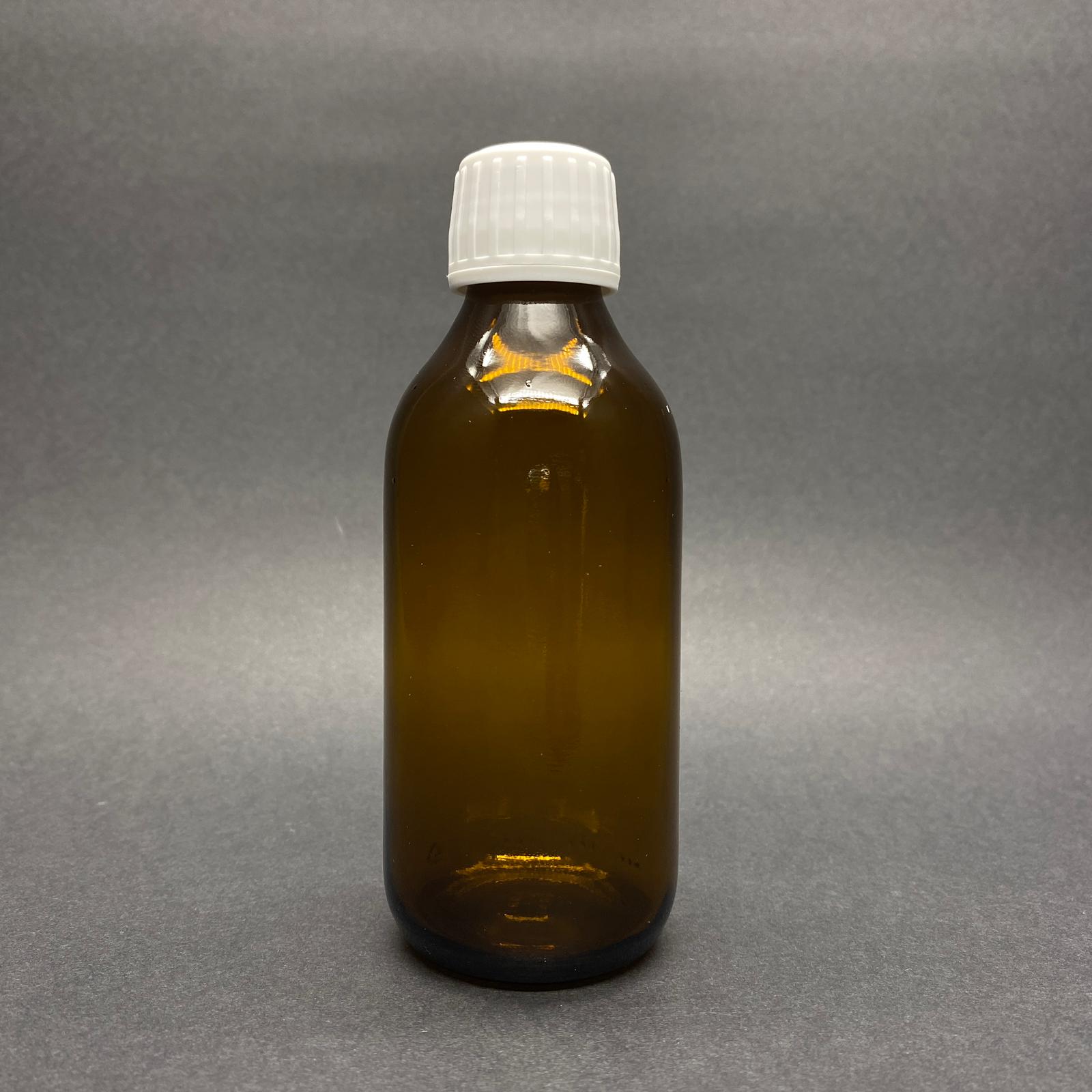 150 Cc Amber Cam Şişe - 25 Pp Ağız  - Beyaz Kilitli Ecza Kapaklı - 150 Ml Kahverengi Boş Şurup Şişesi  - 150 Ml Ecza Şişesi 25 Pp