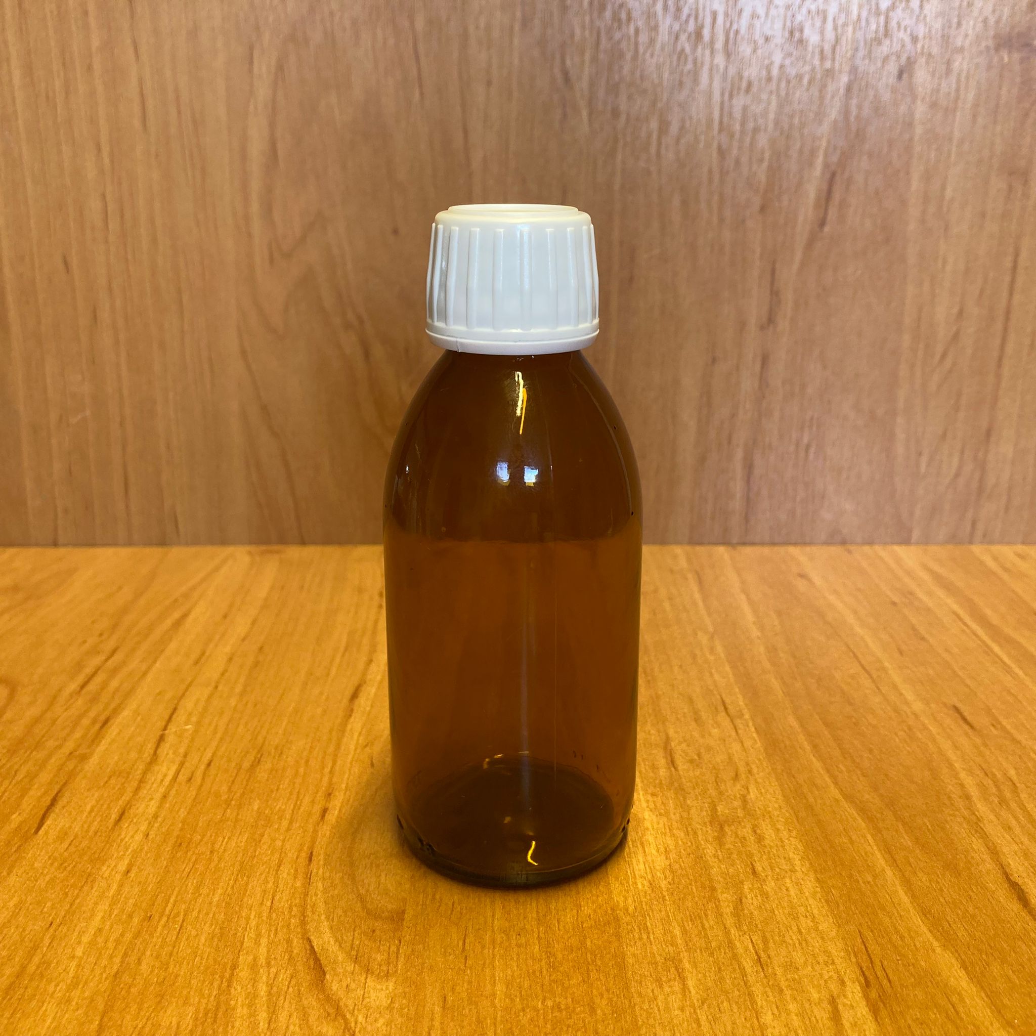 150 Cc Amber Cam Şişe - Beyaz Kilitli Plastik Kapaklı - 150 Ml Kahverengi Boş Şurup Şişesi