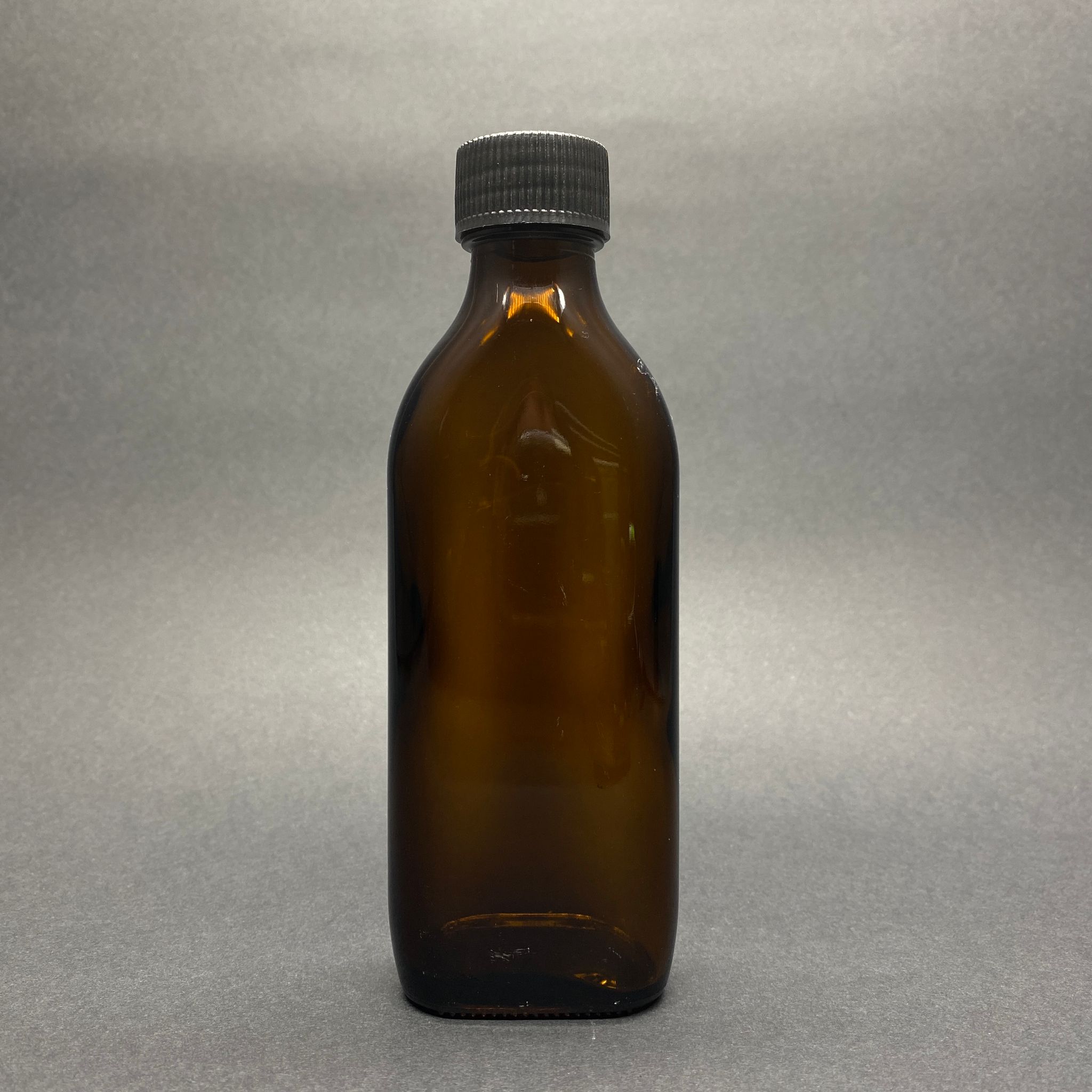 150 Cc Amber  Cam Yassı Cold Brew Şişe (Soğuk Kahve Şişesi) Siyah Kapaklı (28 Ağız) - 150 Ml Yassı Cam Şişe