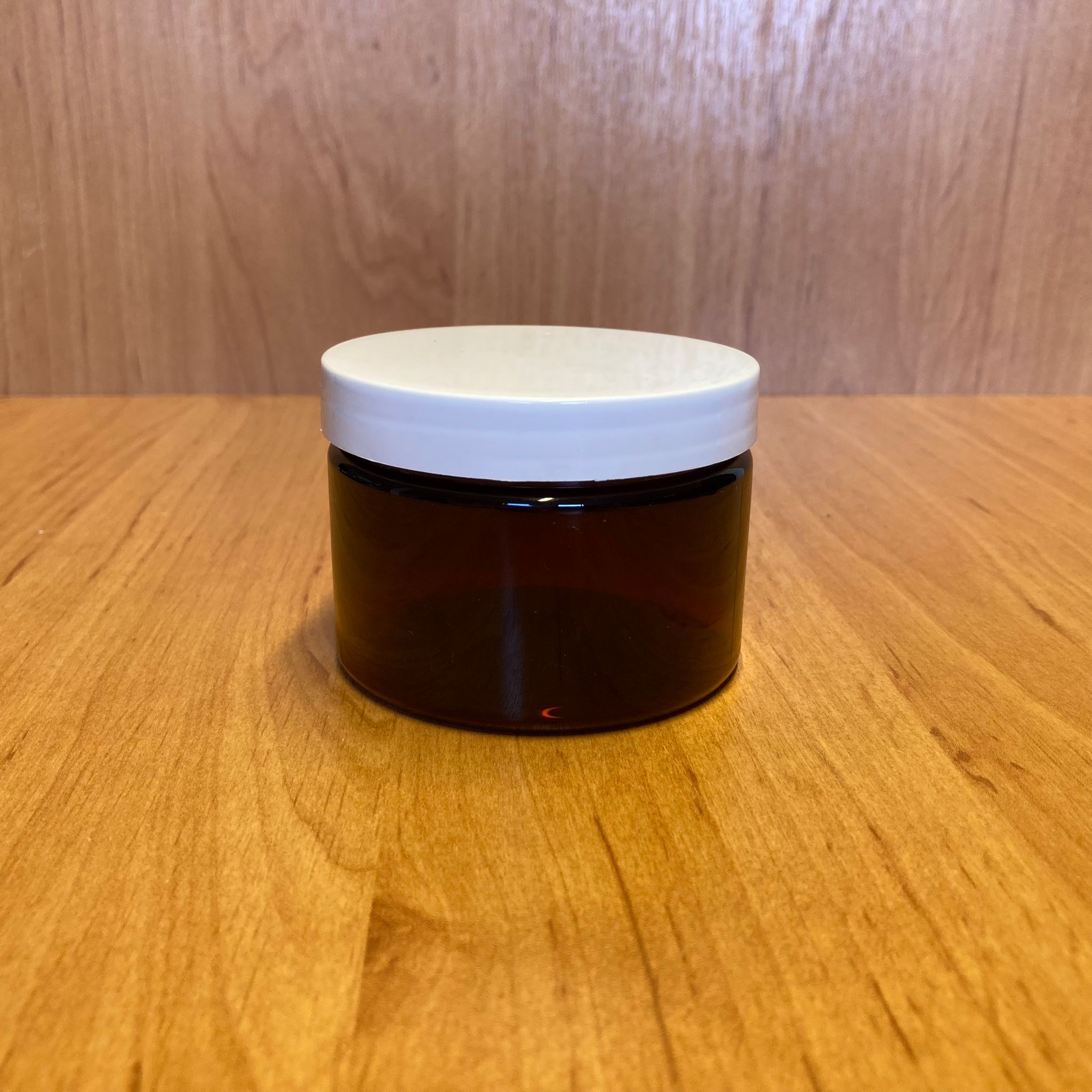 150 Cc Amber Sert Plastik Kavanoz - Beyaz Kapaklı - 150 Ml Plastik Krem Kavanozu