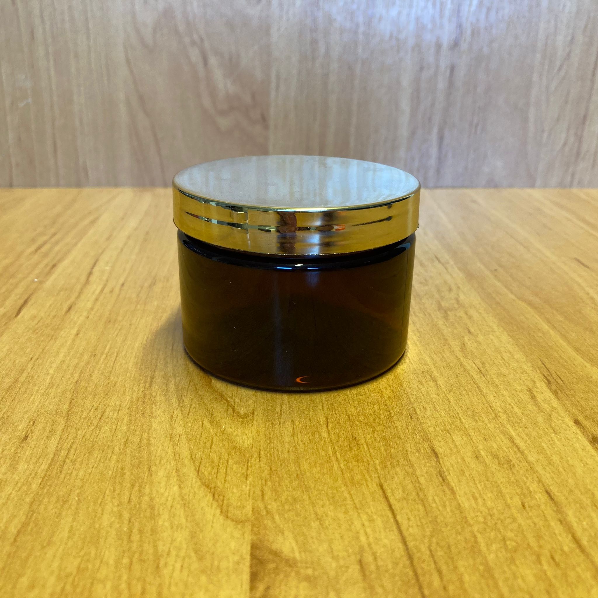 150 Cc Amber Sert Plastik Kavanoz - Gold Kapaklı - 150 Ml Plastik Krem Kavanozu