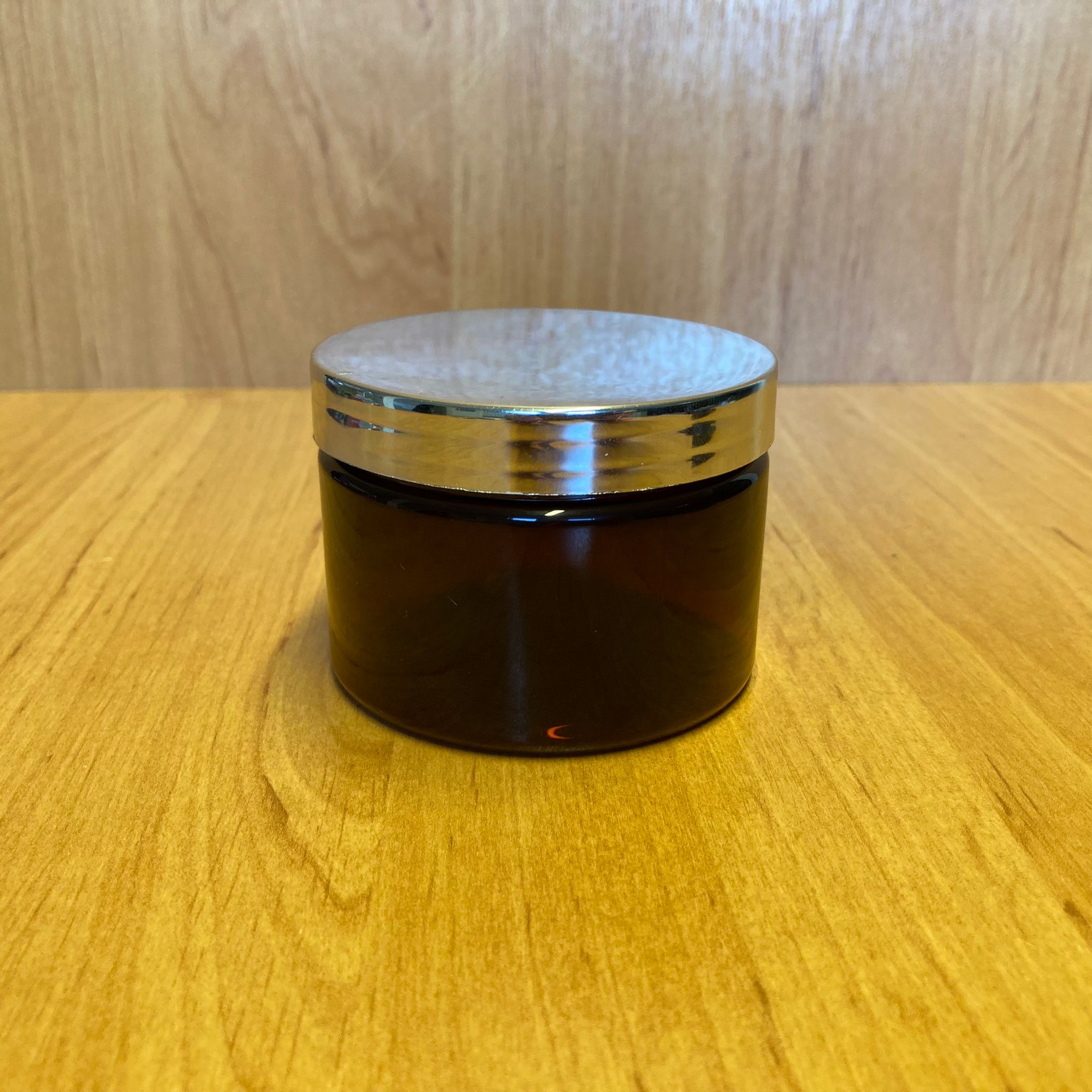 150 Cc Amber Sert Plastik Kavanoz - Gümüş Kapaklı - 150 Ml Plastik Krem Kavanozu