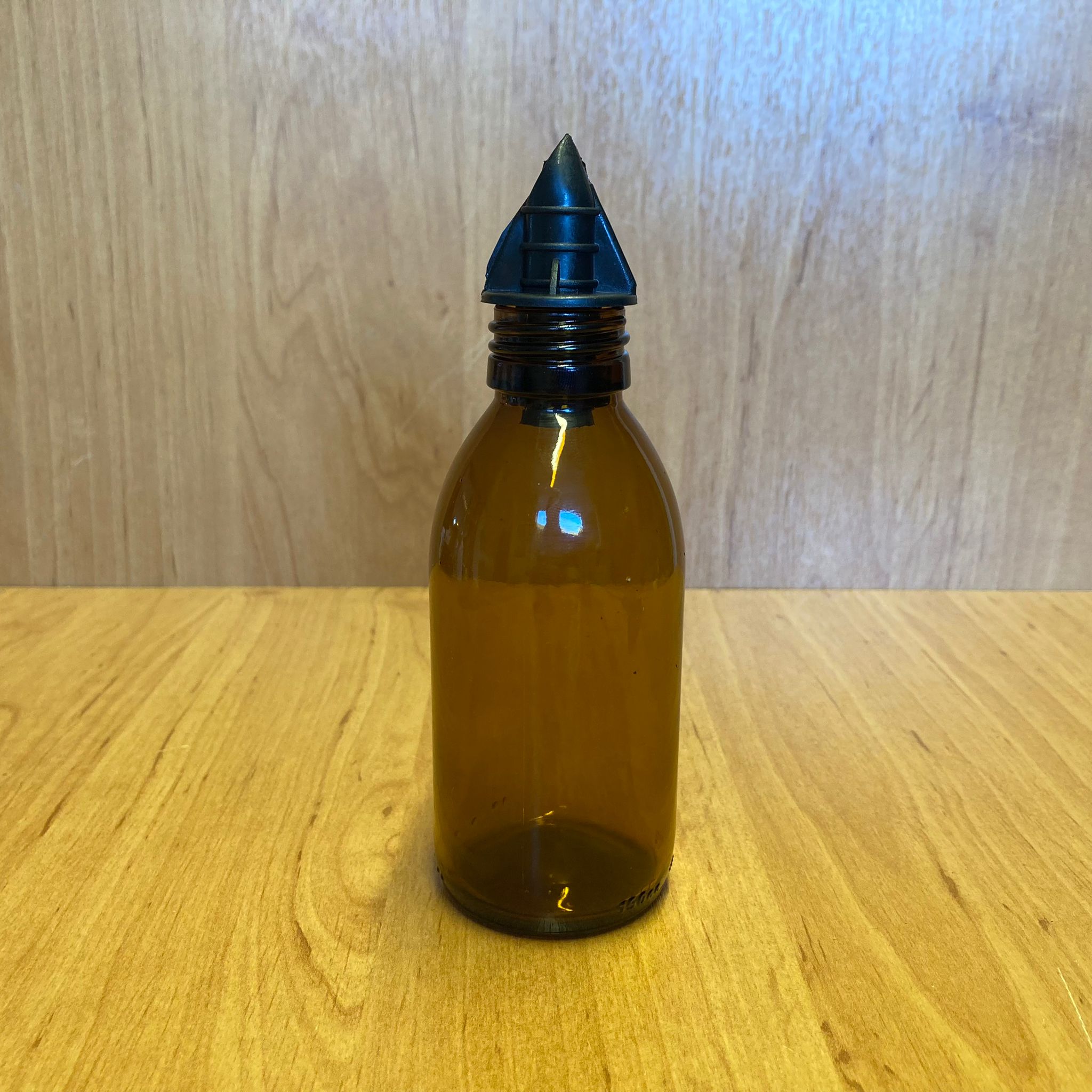 150 Cc Amber Yağdanlık Şişesi - 150 Ml Cam Yağlık Sirkelik Şişe - Siyah Akıtıcılı