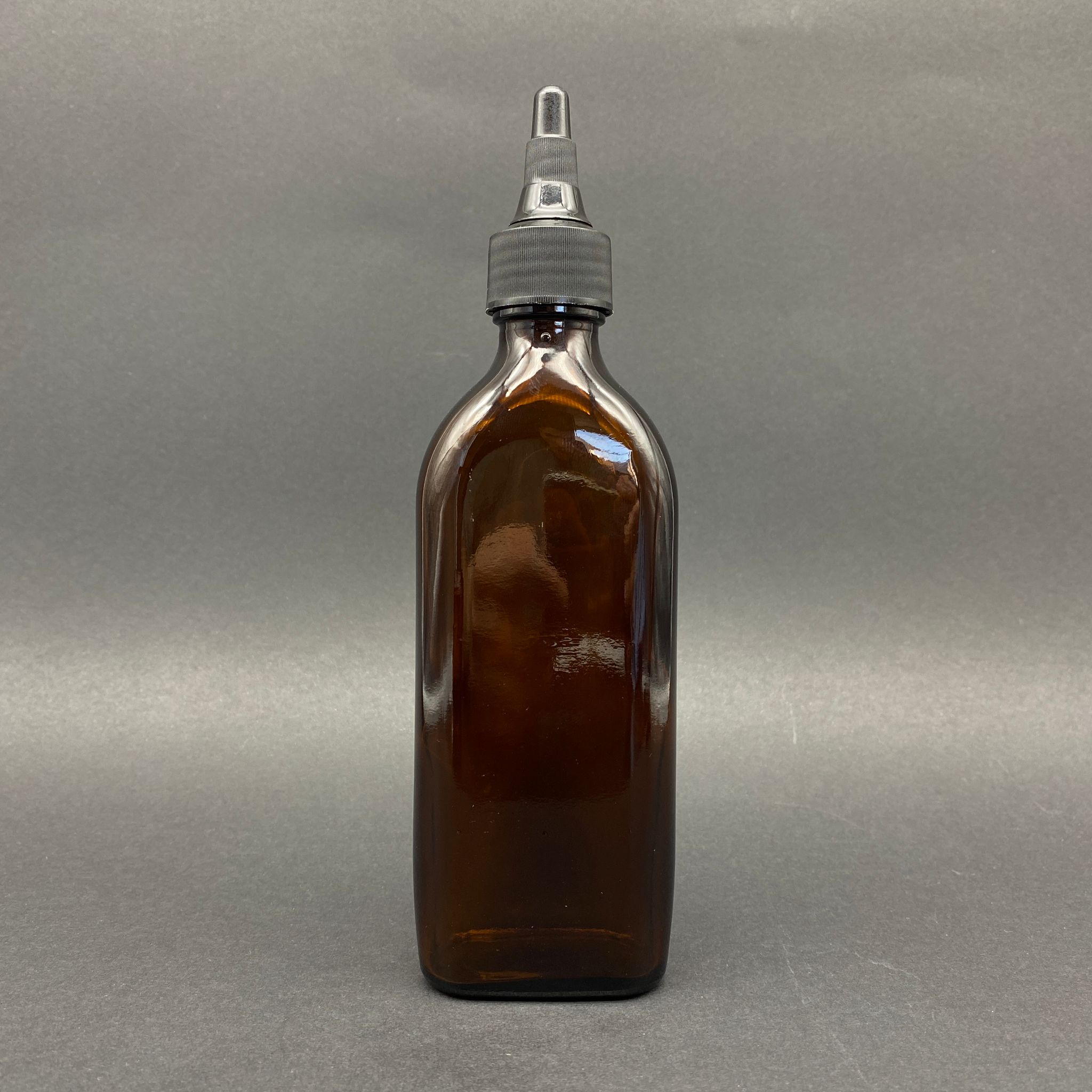 150 Cc Amber Yassı Cam Şişe - Siyah Asansör Kapaklı - 150 Ml Yassı Cam Şişe