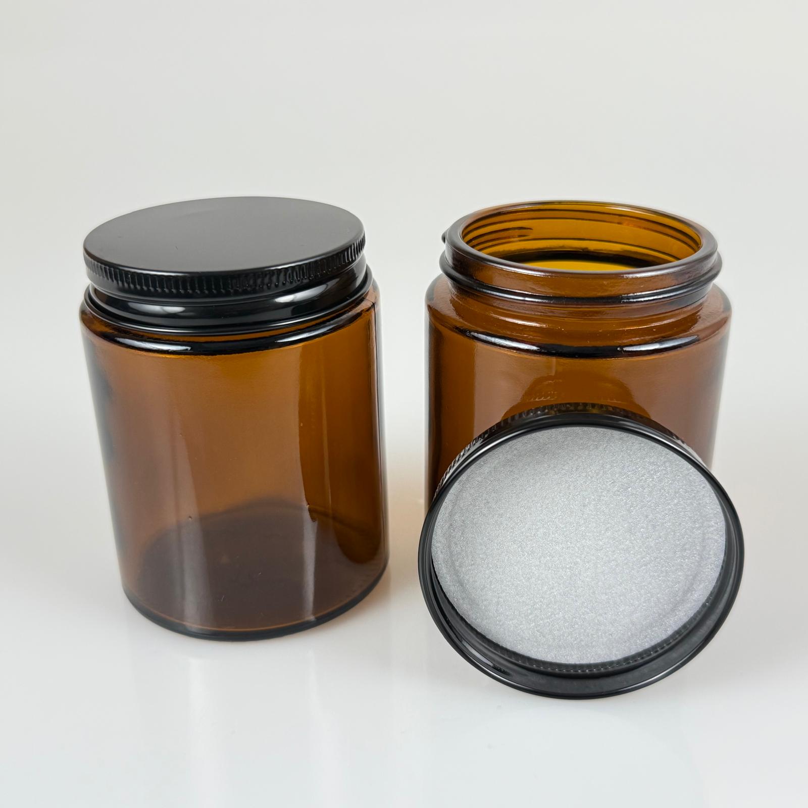 150 Cc Cam Amber Krem Kavanozu - Köpük Contalı Sızdırmaz Siyah Metal Kapaklı  - 150 Ml Kahverengi Krem Kavanozu - Amber Mum Kavanozu - Medikal Kavanoz - Orjinal Amber (Boyama Değil)