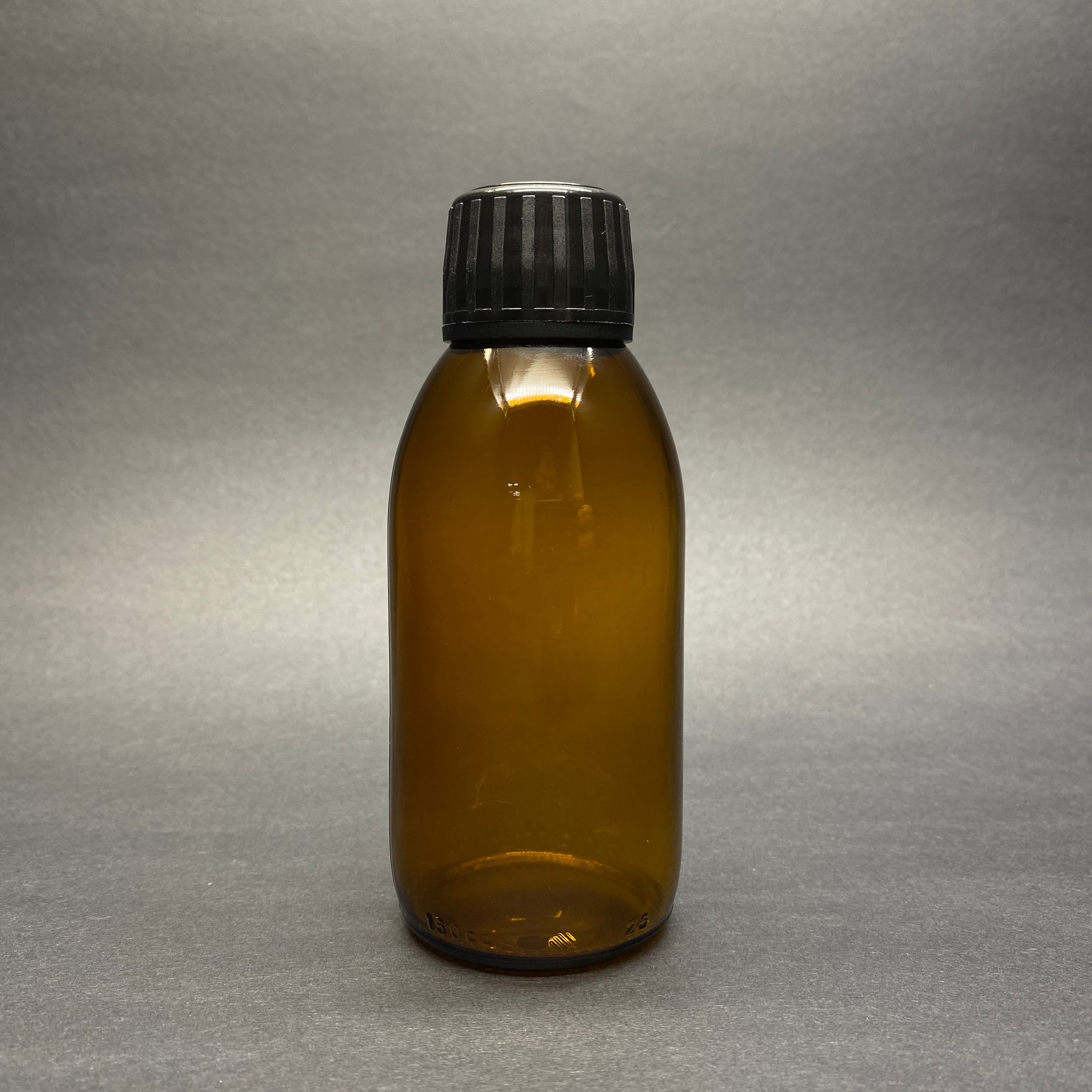 150 Cc Ecza Şişesi - Siyah Kilitli Kapaklı - 150 Ml Cam Kahverengi Boş Şurup İlaç Şişeleri (Ağız Çapı 28 Pp)