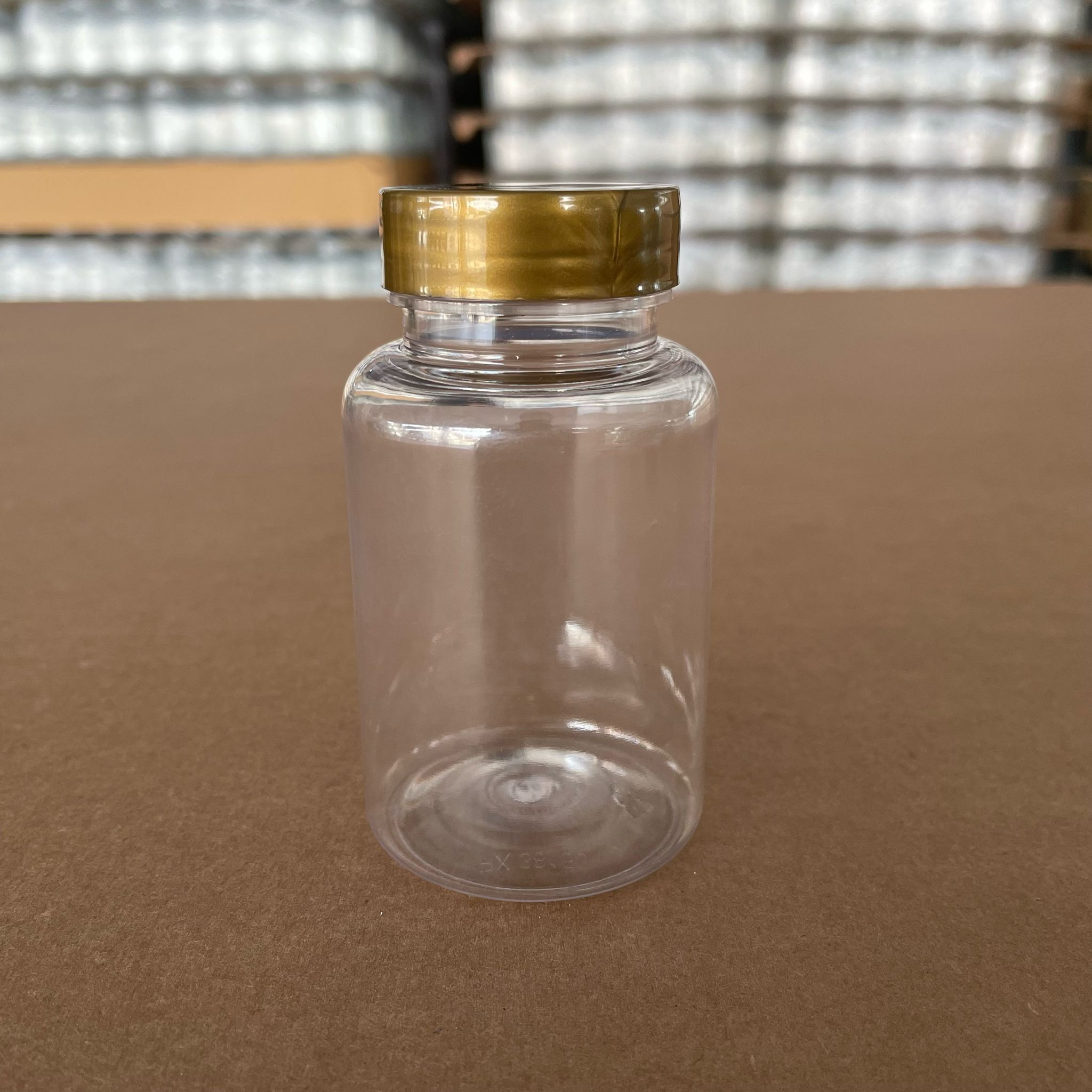 150 Cc Şeffaf Pet Tablet Şişesi - Gold Kapaklı - 150 Ml Kapsül Kutusu - İlaç Şişesi - Medikal Hap Şişesi - Farmasötik Kavanoz