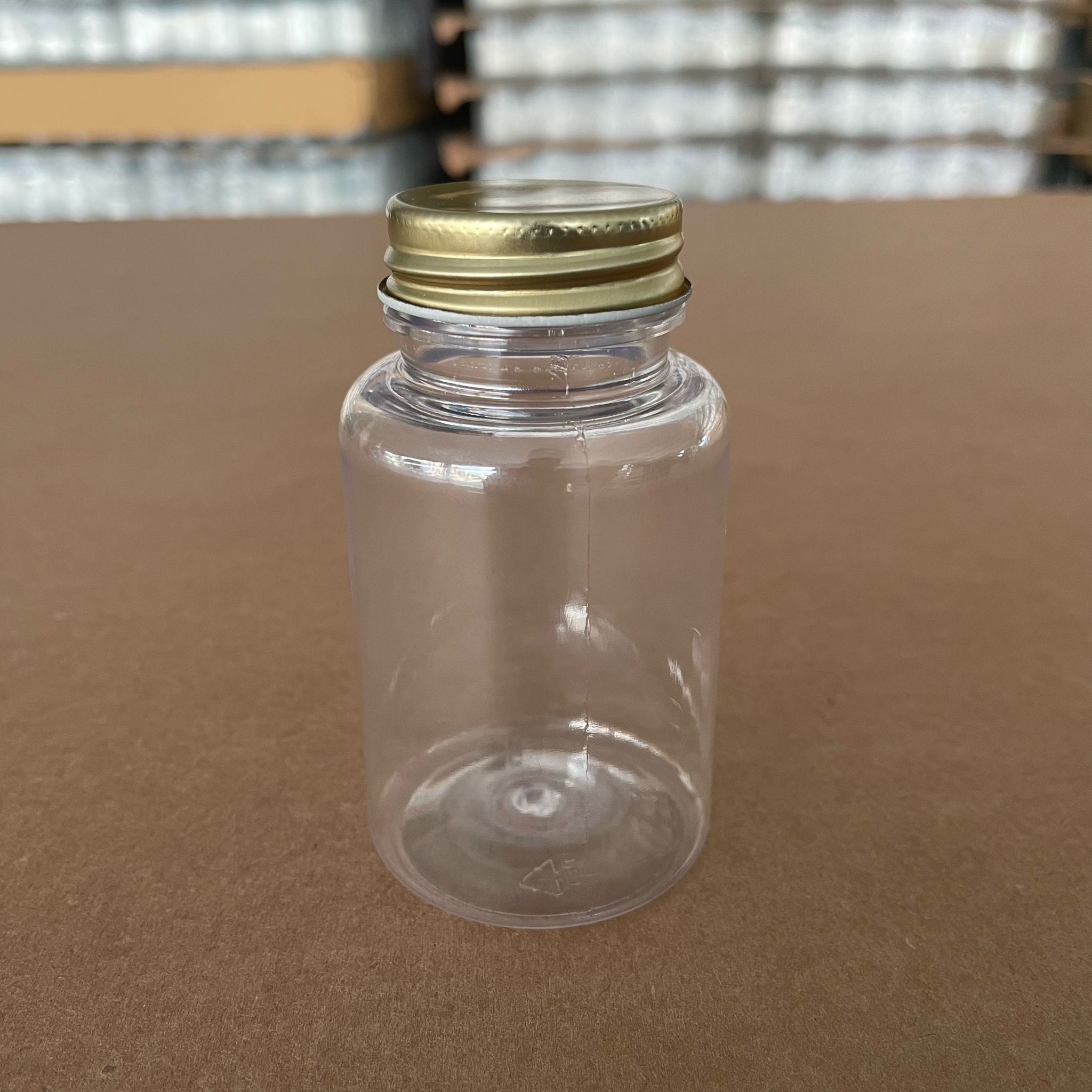 150 Cc Şeffaf Pet Tablet Şişesi - Gold Metal Kapaklı - 150 Ml Kapsül Kutusu - İlaç Şişesi - Medikal Hap Şişesi - Farmasötik Kavanoz