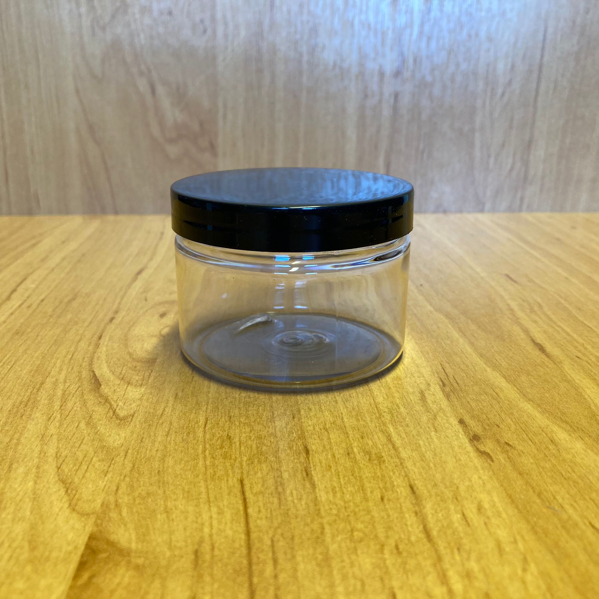 150 Cc Şeffaf Sert Plastik Kavanoz - Siyah Kapaklı - 150 Ml Plastik Krem Kavanozu